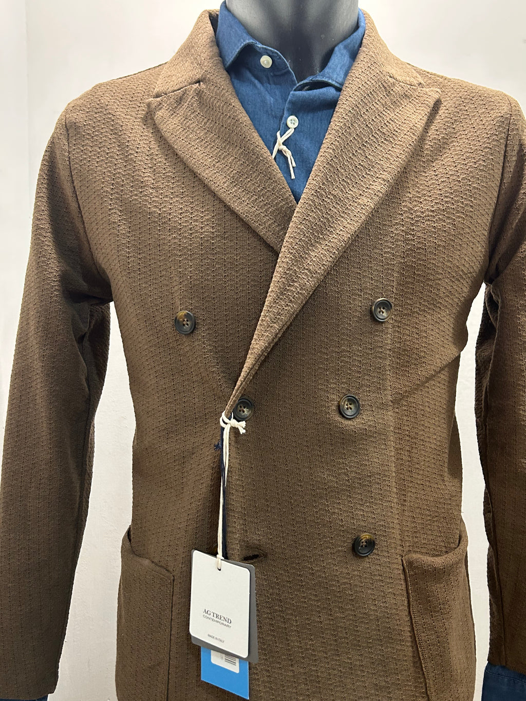 AG TREND GIACCA DOPPIOPETTO MARRONE IN COTONE 100% MADE IN ITALY GM10 COT7 10
