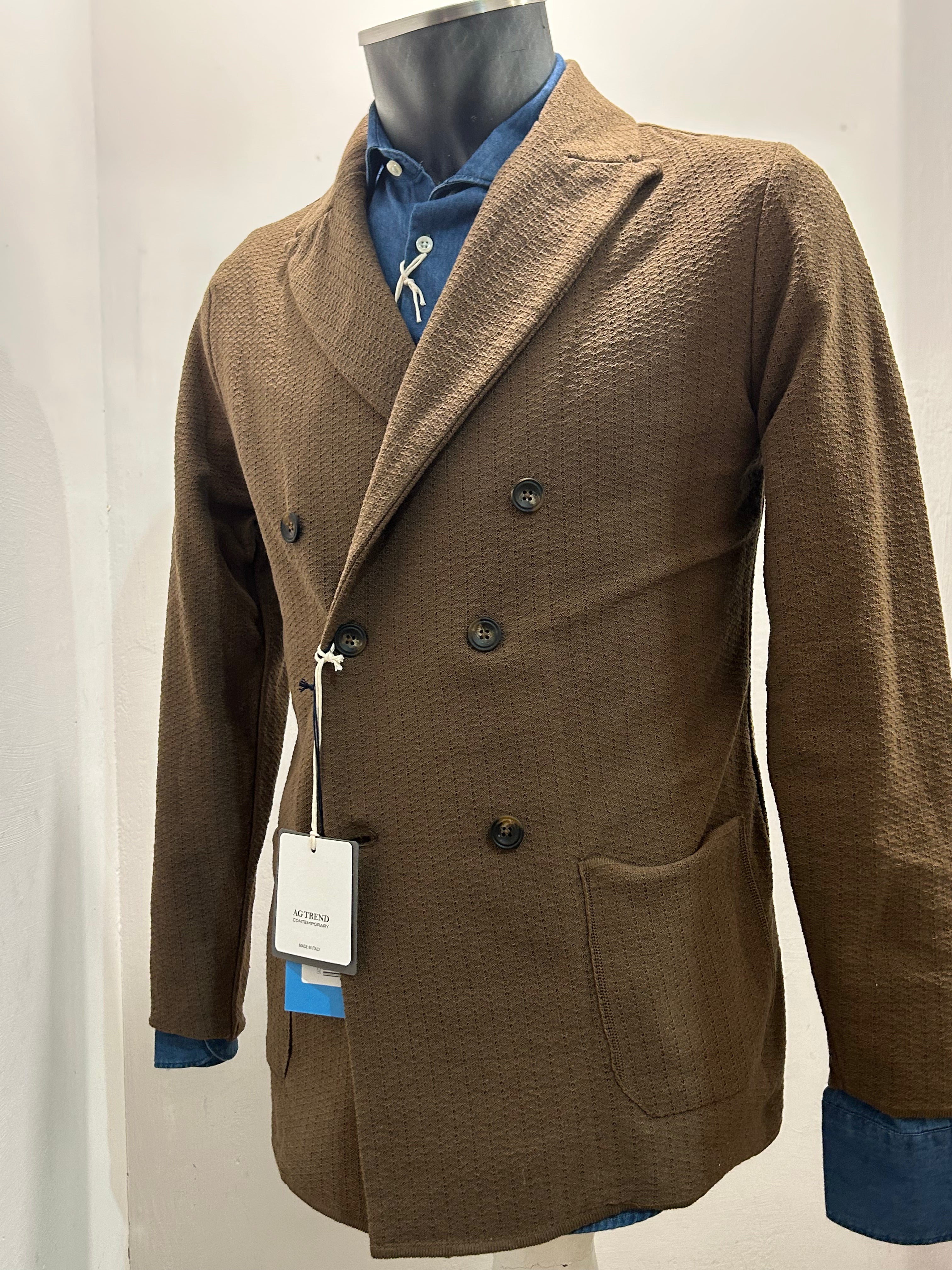 AG TREND GIACCA DOPPIOPETTO MARRONE IN COTONE 100% MADE IN ITALY GM10 COT7 10