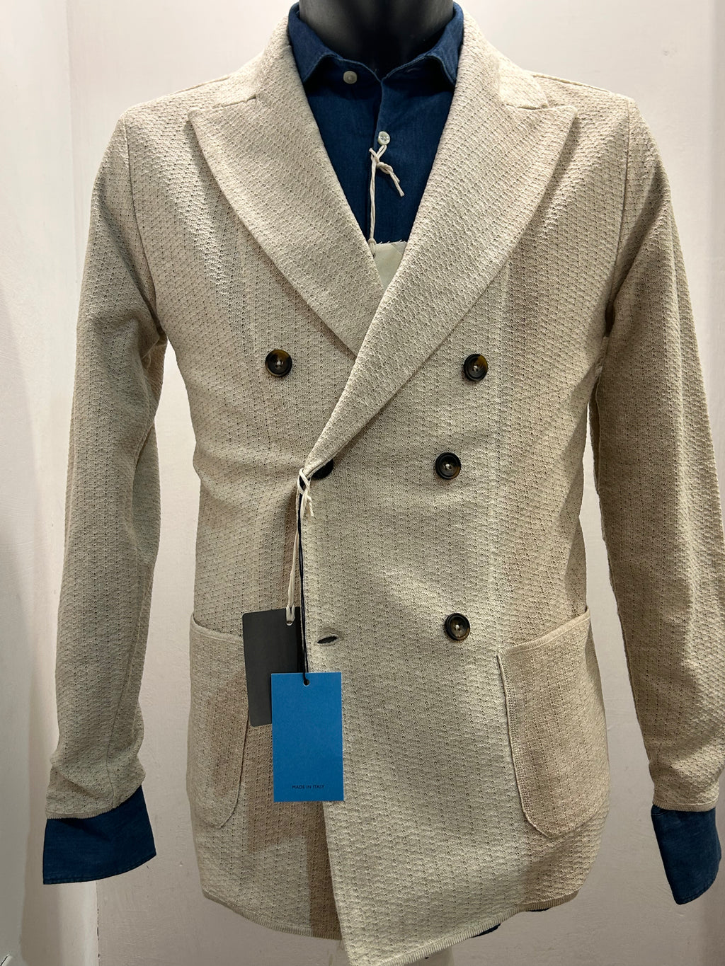AG TREND GIACCA DOPPIOPETTO COLORE BEIGE COTONE 100% MADE IN ITALY GM10 COT7 51