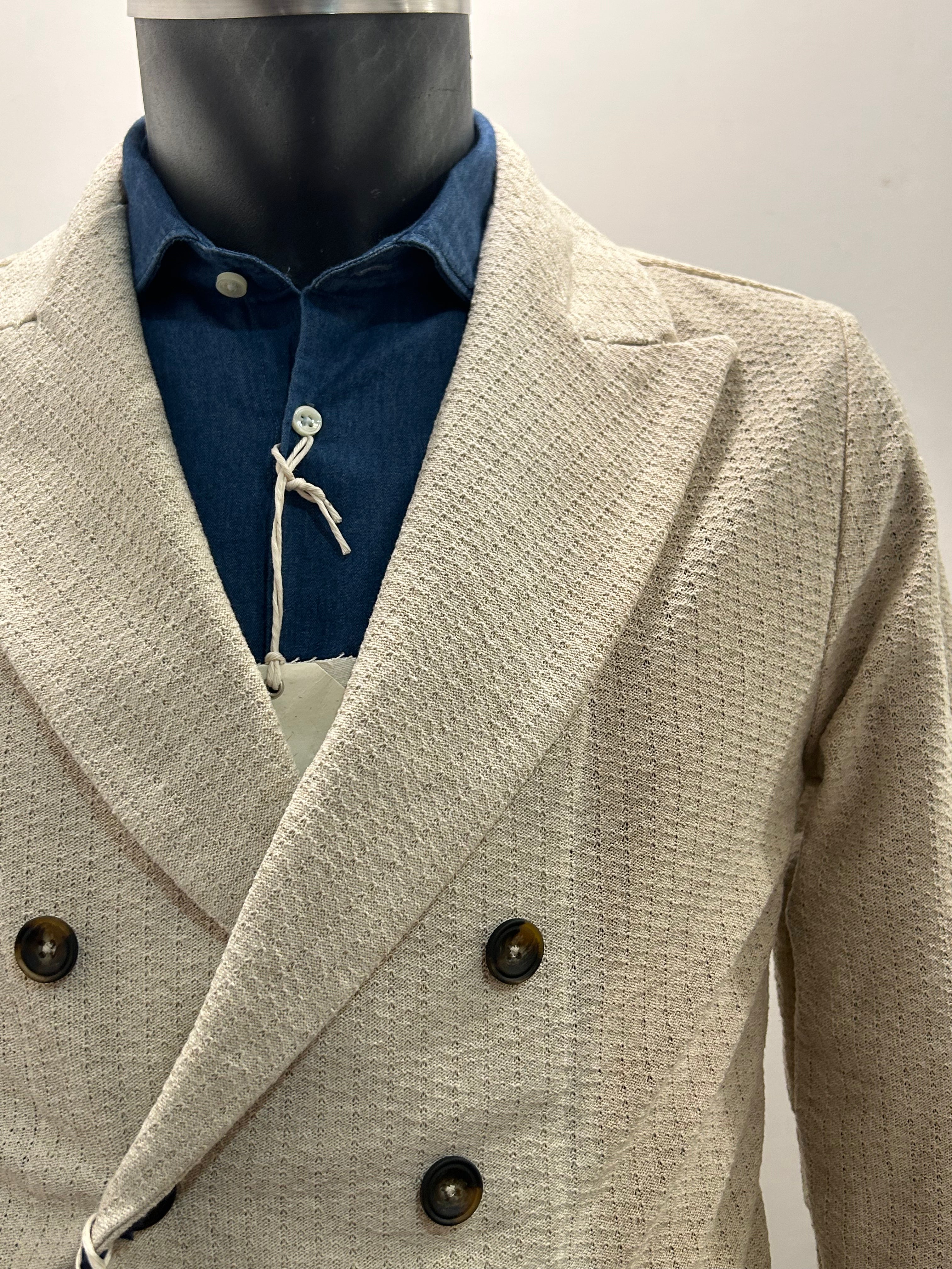 AG TREND GIACCA DOPPIOPETTO COLORE BEIGE COTONE 100% MADE IN ITALY GM10 COT7 51