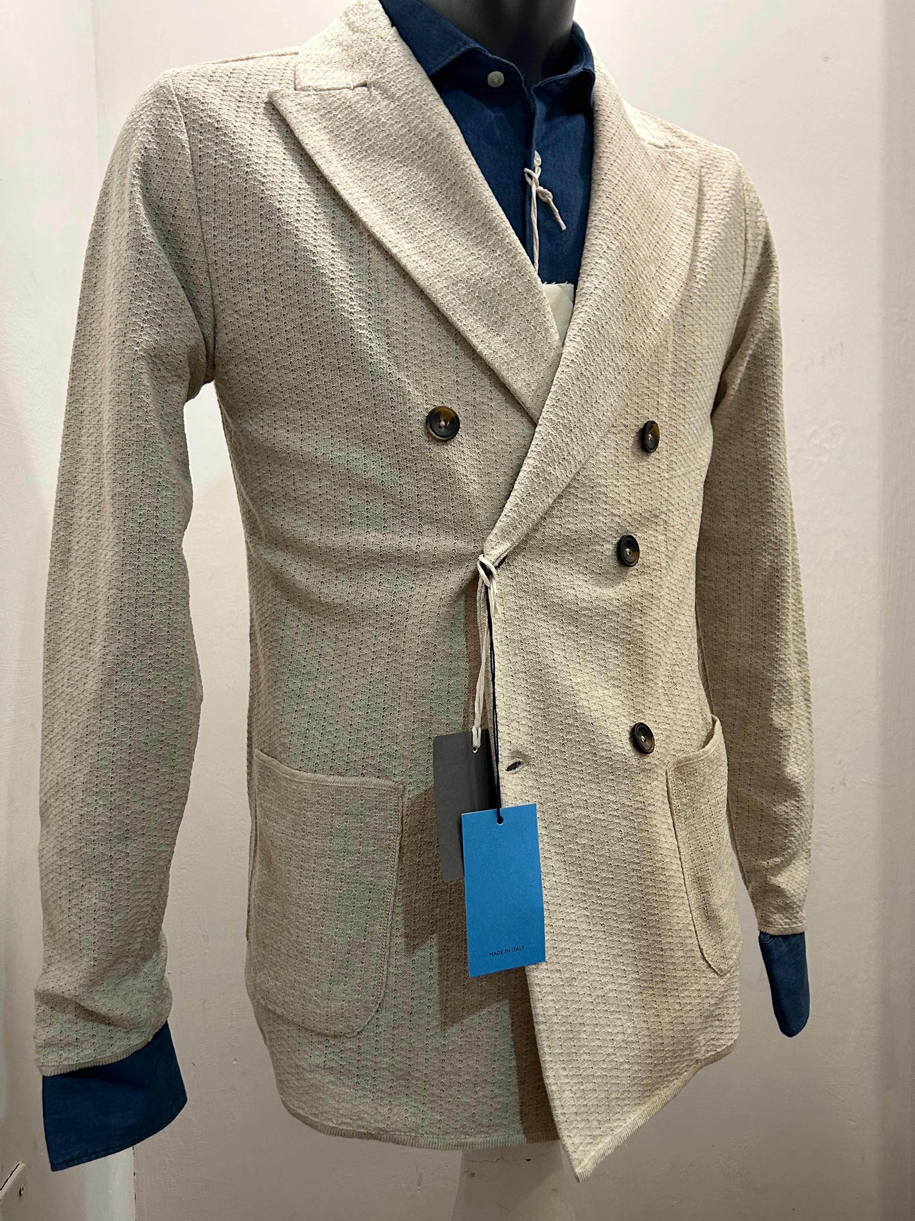AG TREND GIACCA DOPPIOPETTO COLORE BEIGE COTONE 100% MADE IN ITALY GM10 COT7 51