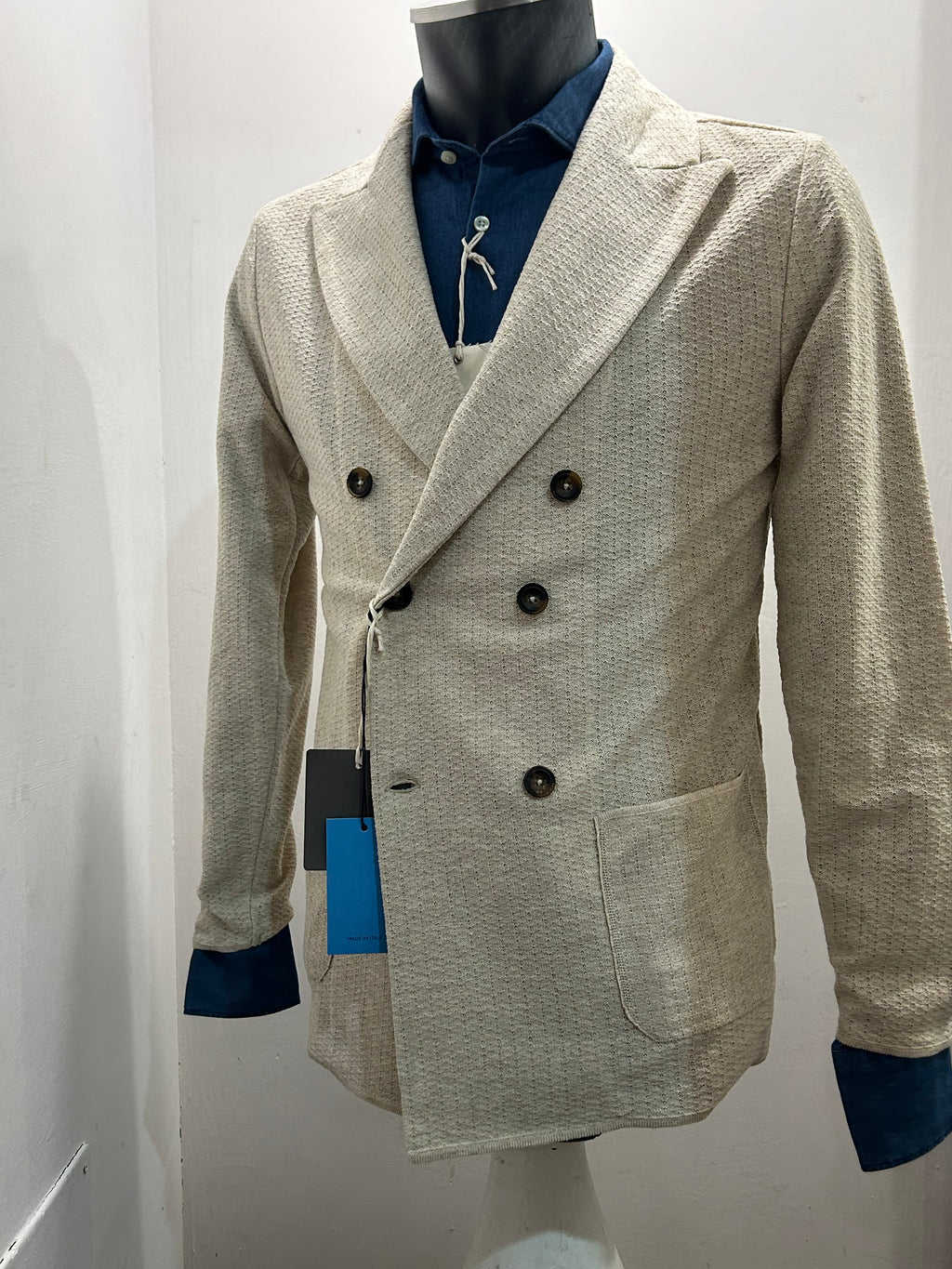AG TREND GIACCA DOPPIOPETTO COLORE BEIGE COTONE 100% MADE IN ITALY GM10 COT7 51