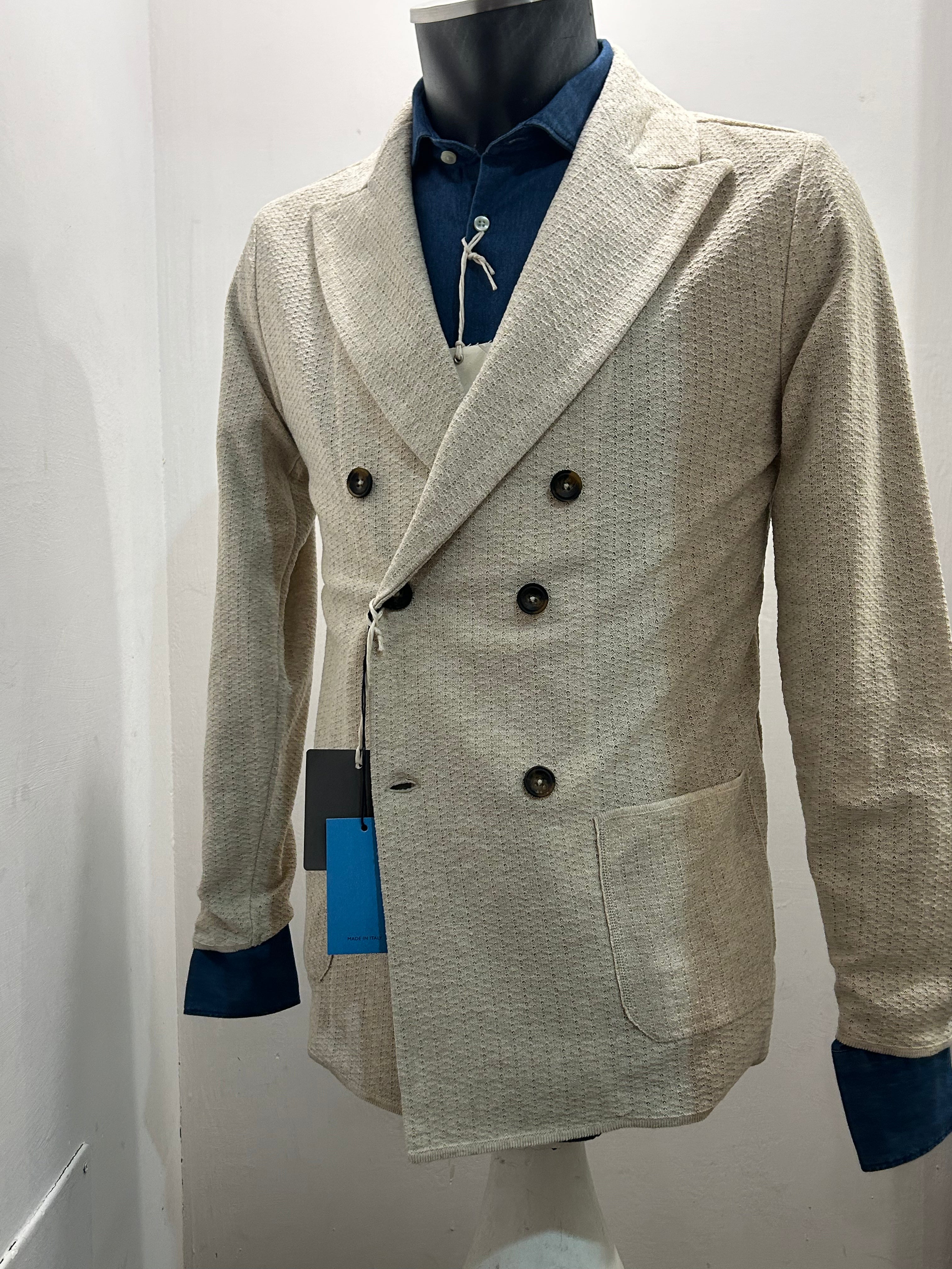 AG TREND GIACCA DOPPIOPETTO COLORE BEIGE COTONE 100% MADE IN ITALY GM10 COT7 51