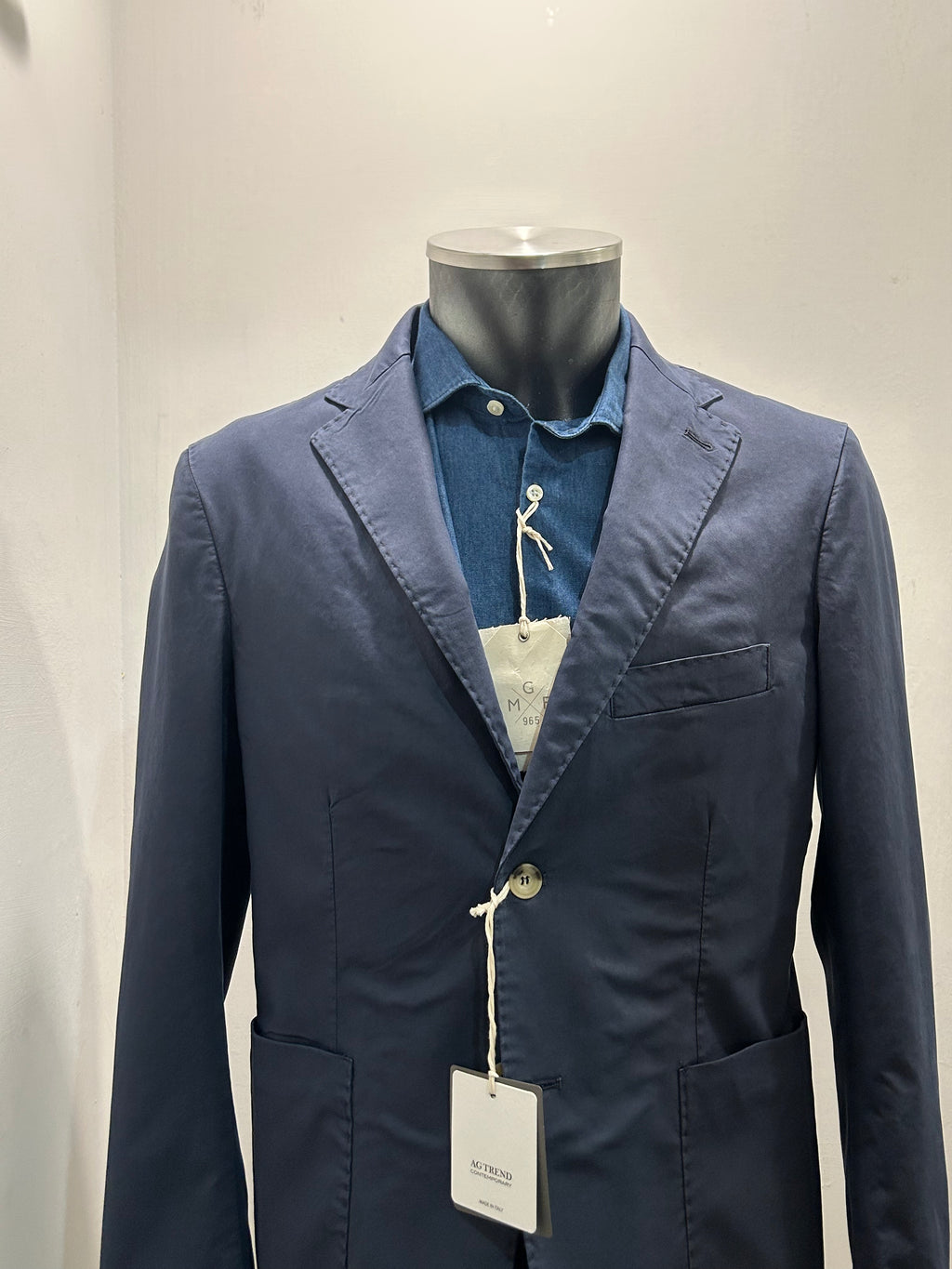 AG TREND GIACCA MONOPETTO BLUE COTONE ED ELASTANE 100% MADE IN ITALY