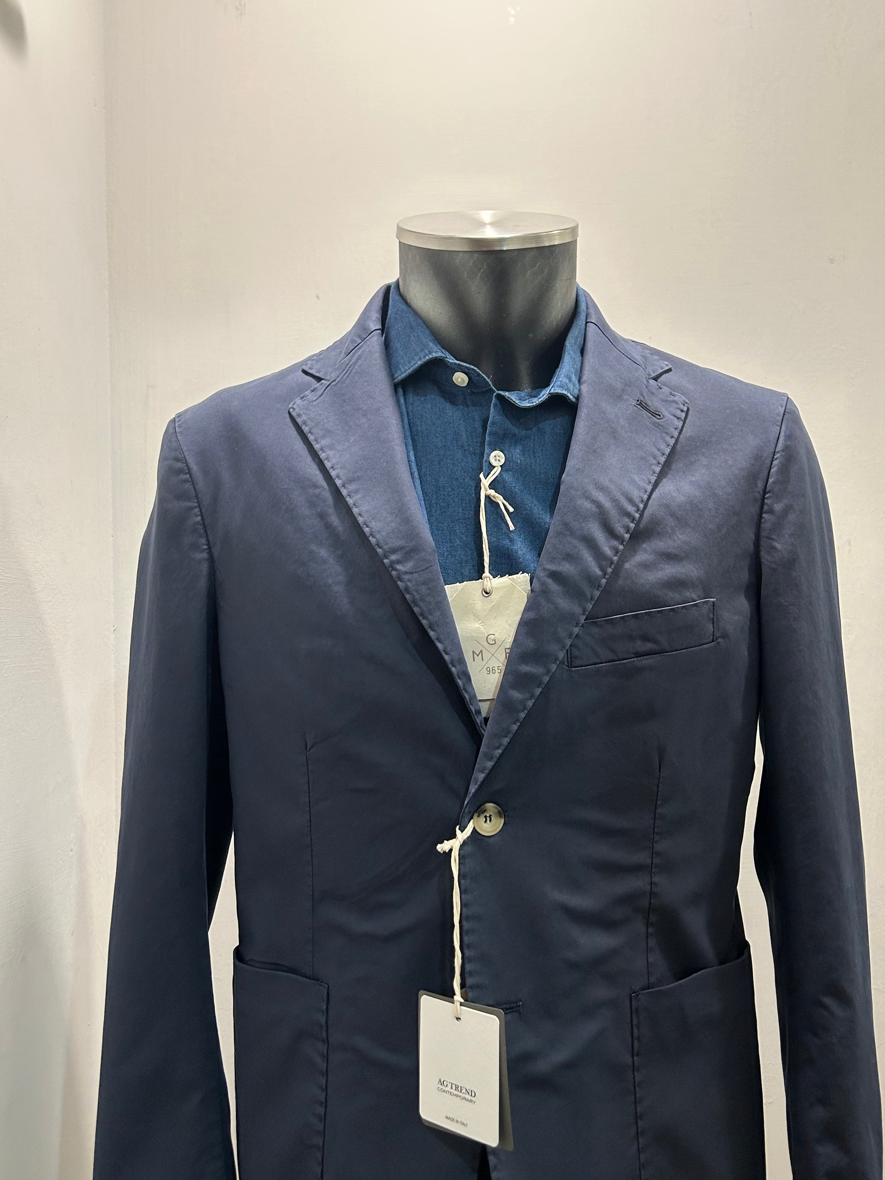 AG TREND GIACCA MONOPETTO BLUE COTONE ED ELASTANE 100% MADE IN ITALY