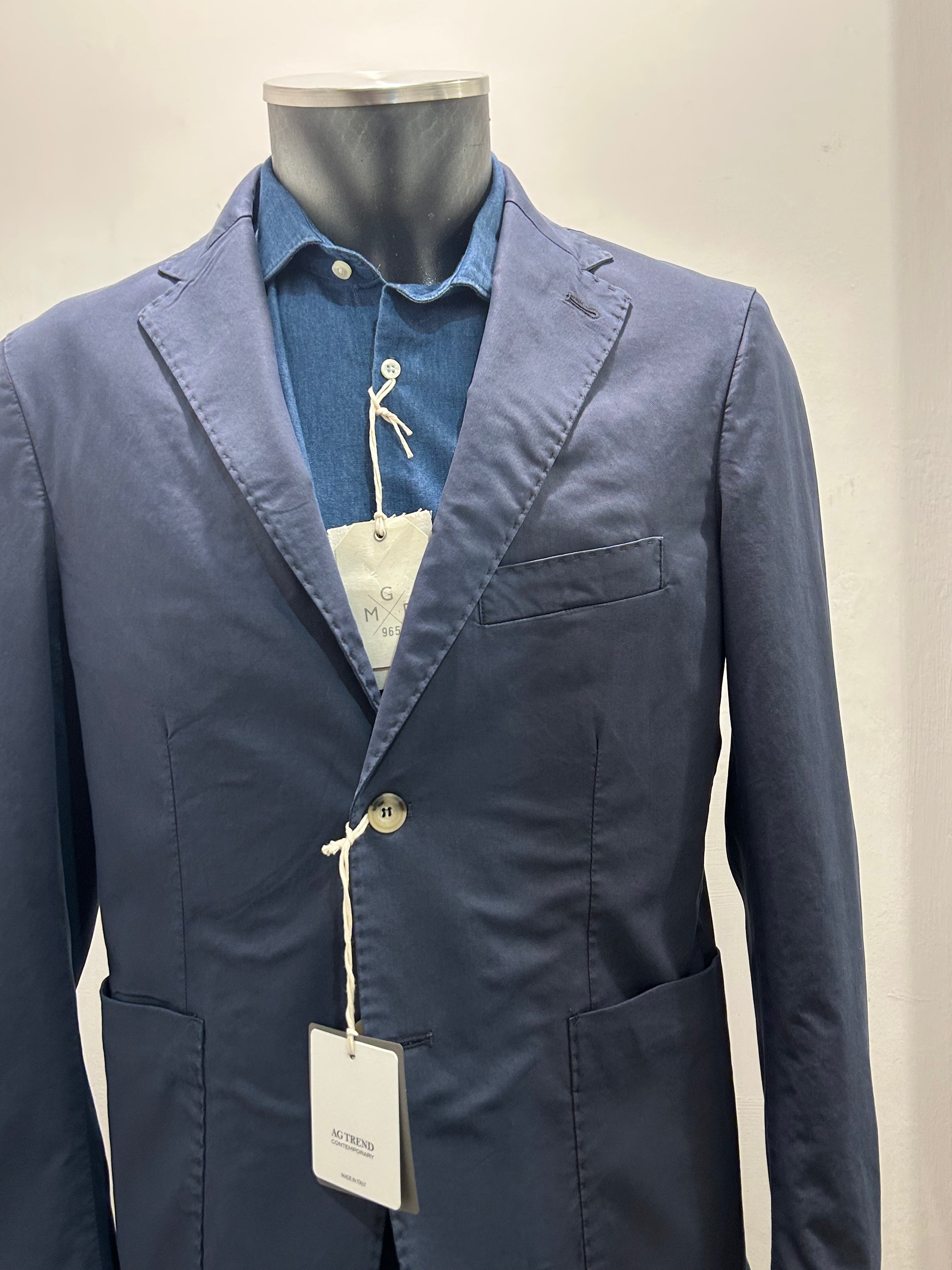 AG TREND GIACCA MONOPETTO BLUE COTONE ED ELASTANE 100% MADE IN ITALY