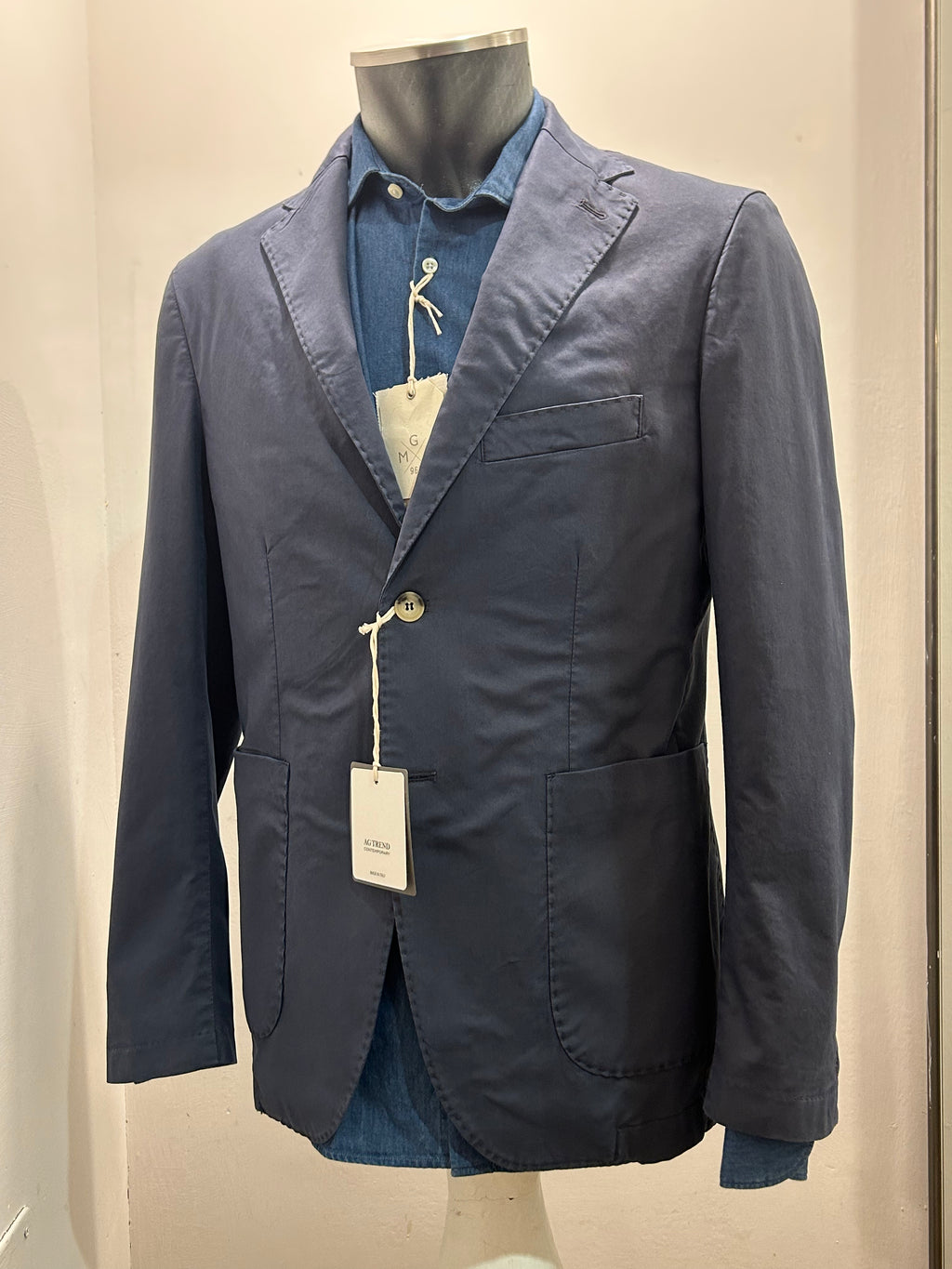 AG TREND GIACCA MONOPETTO BLUE COTONE ED ELASTANE 100% MADE IN ITALY