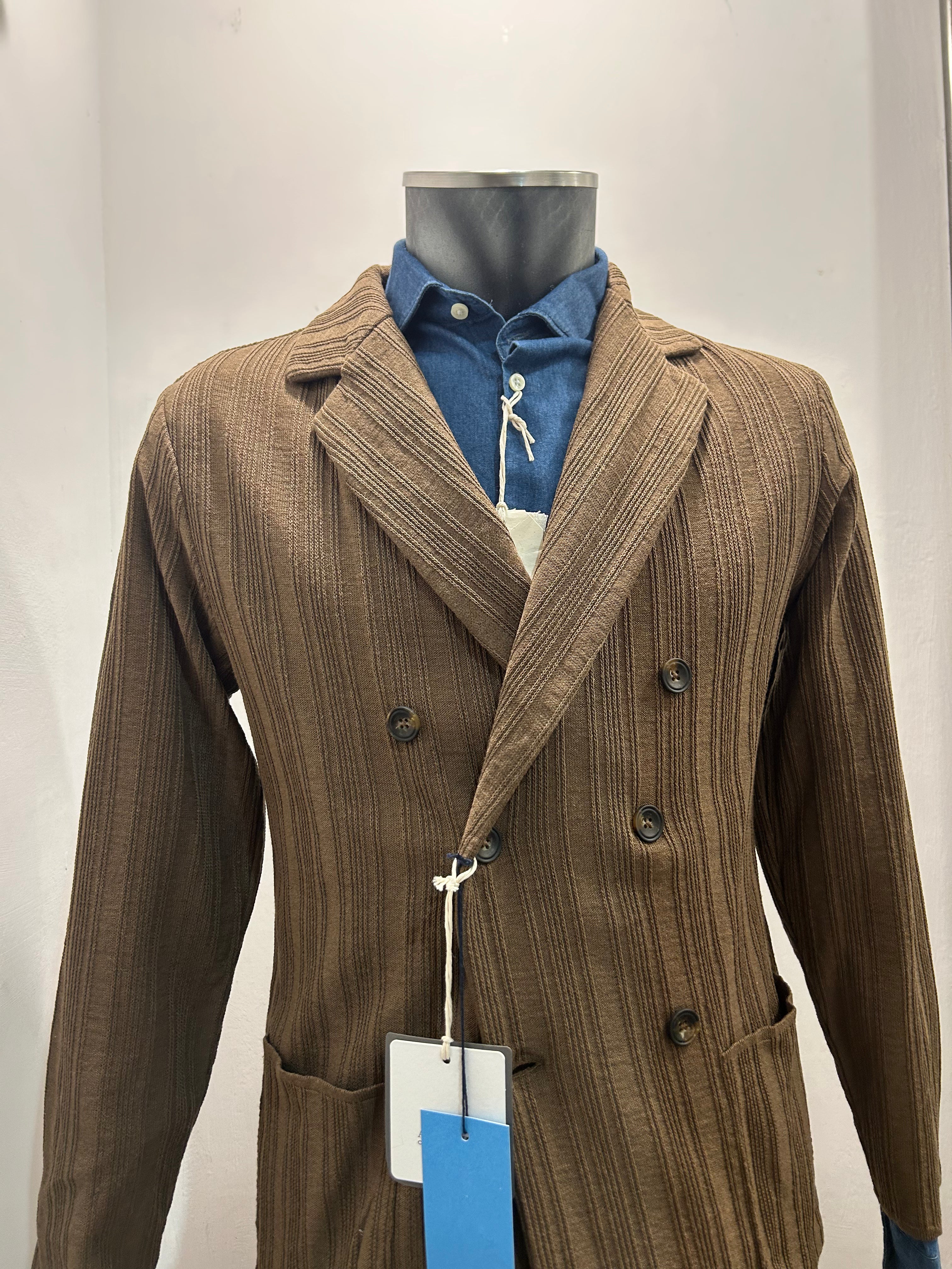 AG TREND GIACCA DOPPIOPETTO IN COTONE COLORE MARRONE 100% MADE IN ITALIA GM11 COT8 55