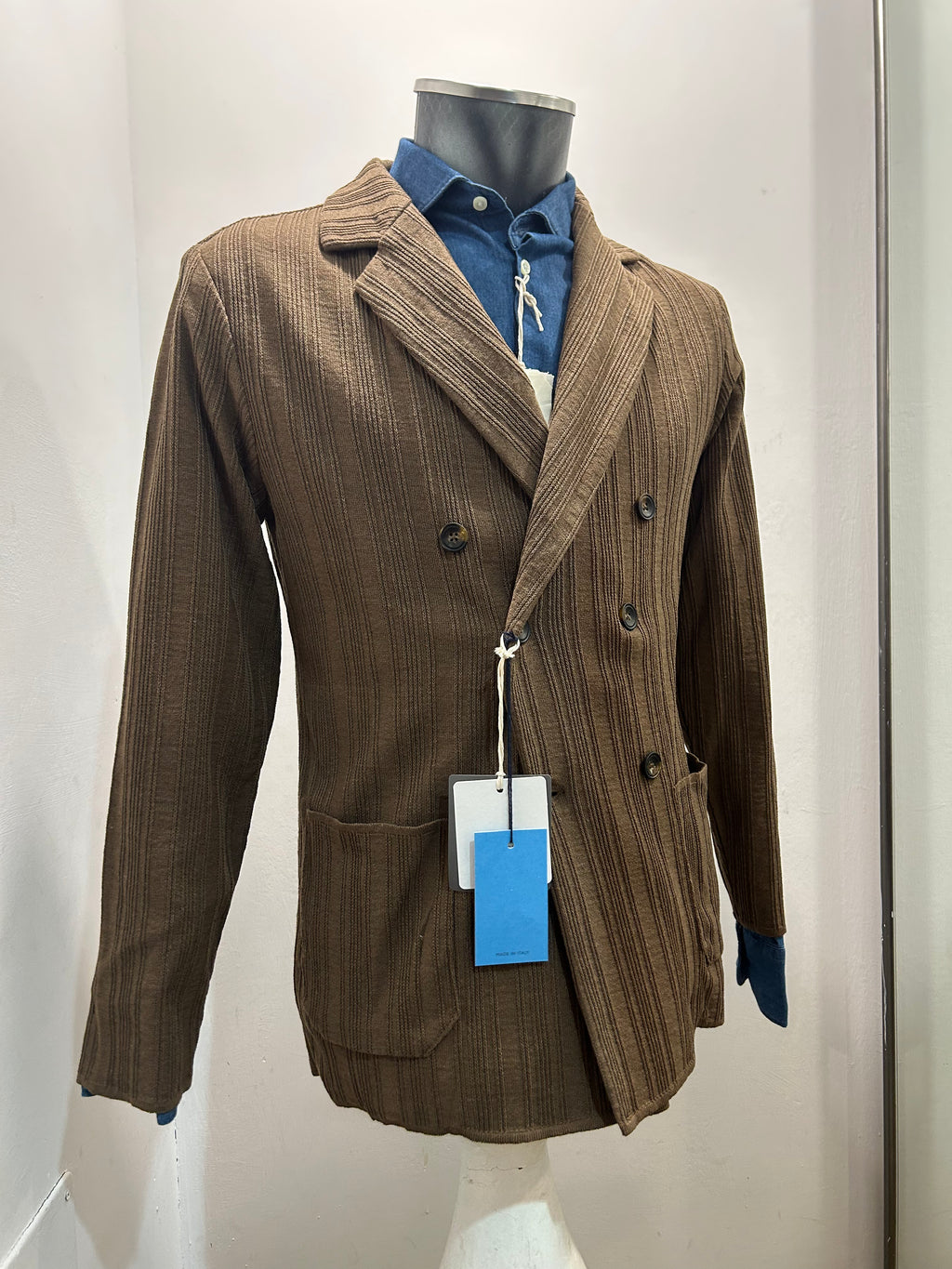 AG TREND GIACCA DOPPIOPETTO IN COTONE COLORE MARRONE 100% MADE IN ITALIA GM11 COT8 55
