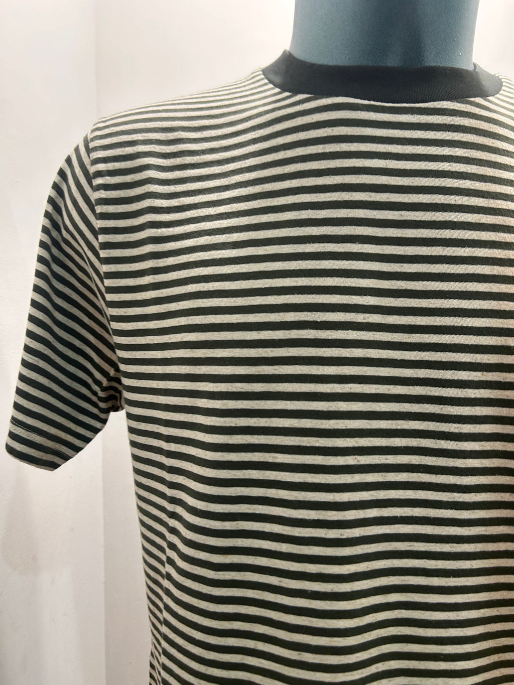 IN THE BOX T-SHIRT STRIPE VERDE MILITARE/PANNA 85% COTONE 15% LINO 100% MADE IN ITALY