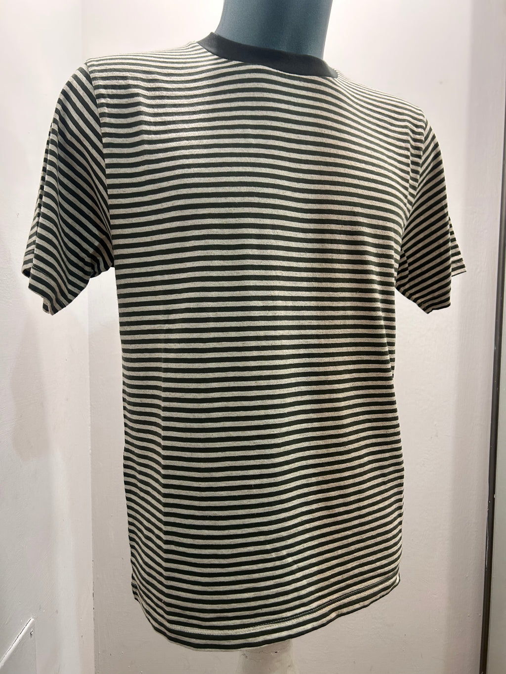 IN THE BOX T-SHIRT STRIPE VERDE MILITARE/PANNA 85% COTONE 15% LINO 100% MADE IN ITALY