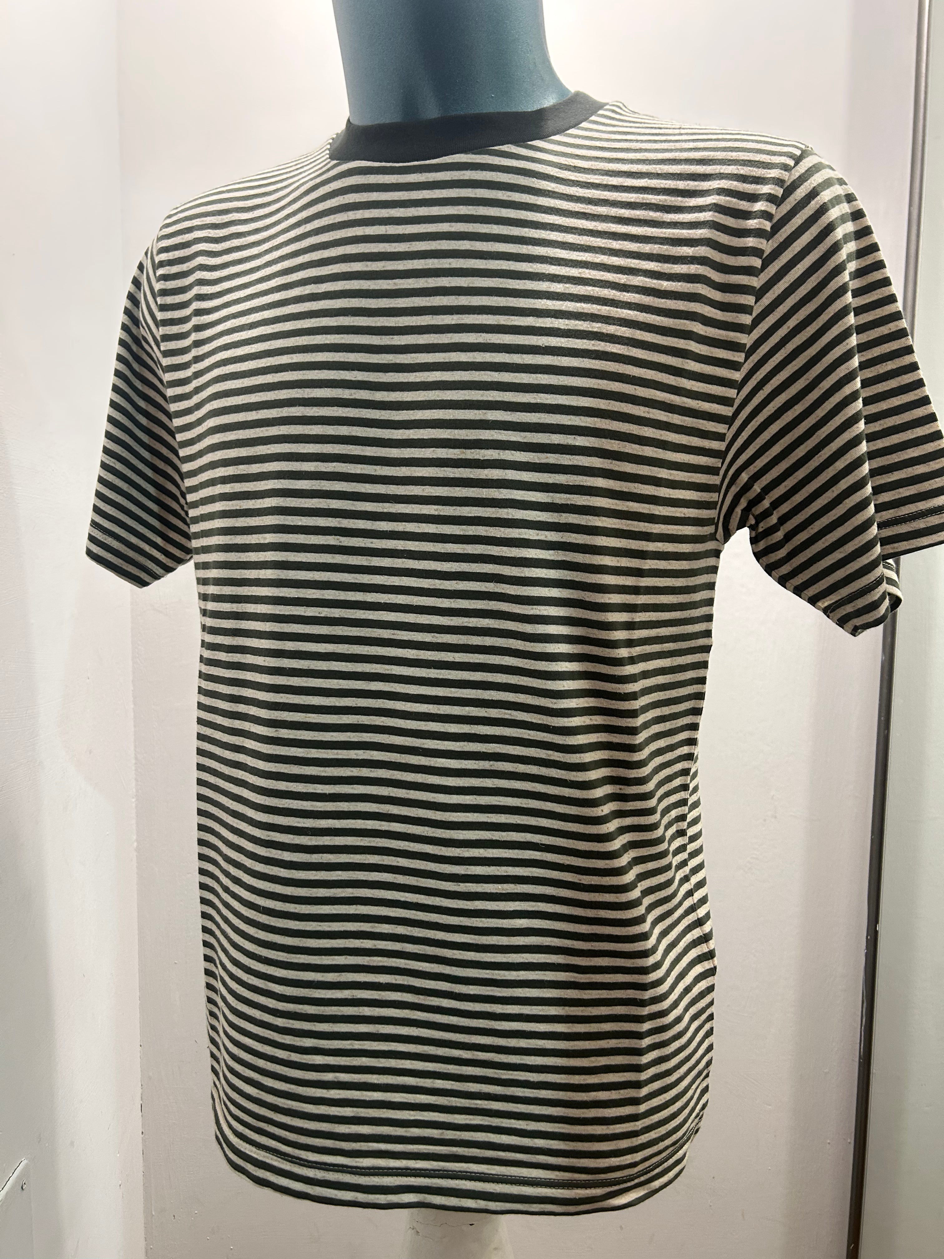 IN THE BOX T-SHIRT STRIPE VERDE MILITARE/PANNA 85% COTONE 15% LINO 100% MADE IN ITALY