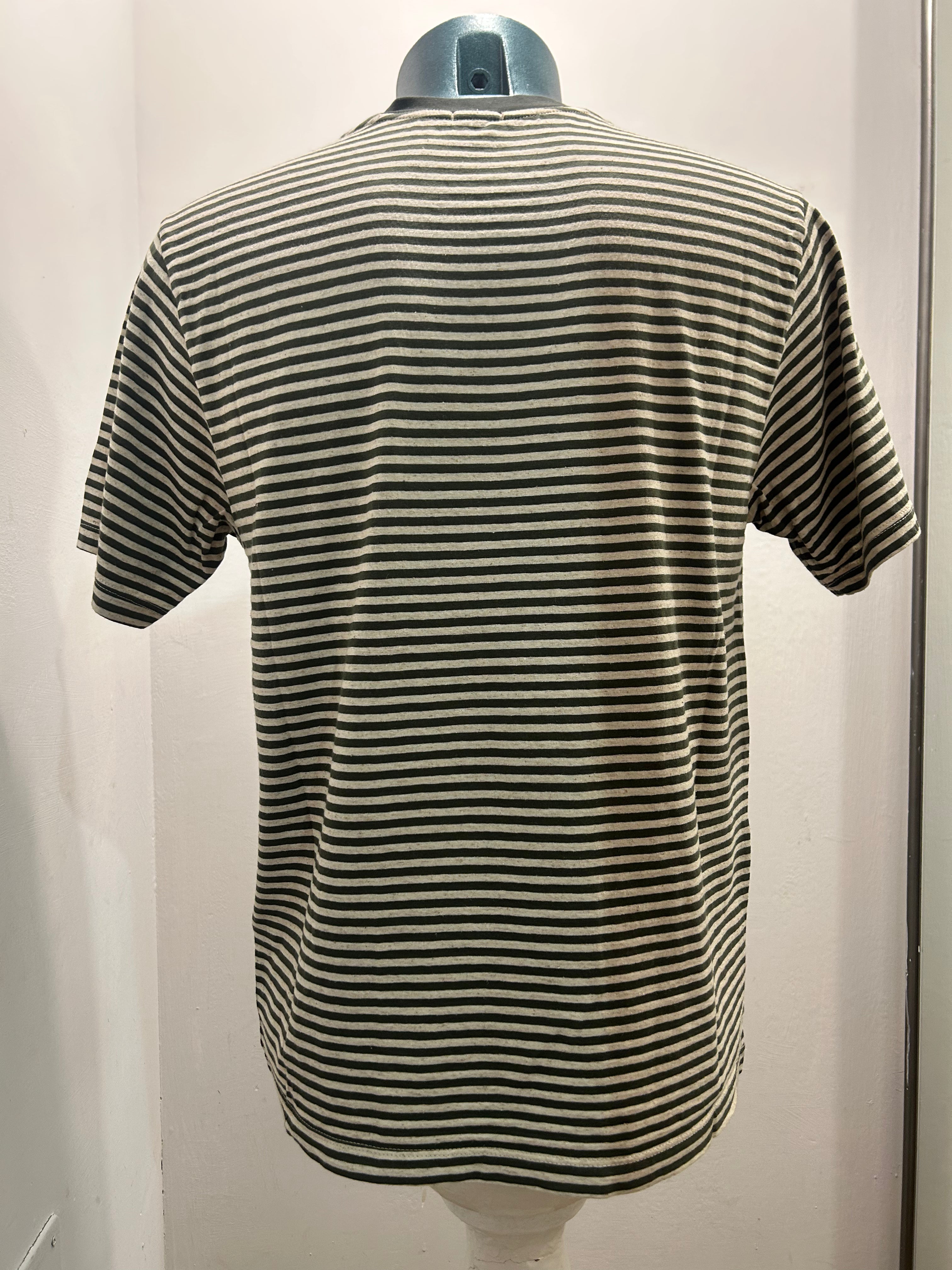IN THE BOX T-SHIRT STRIPE VERDE MILITARE/PANNA 85% COTONE 15% LINO 100% MADE IN ITALY