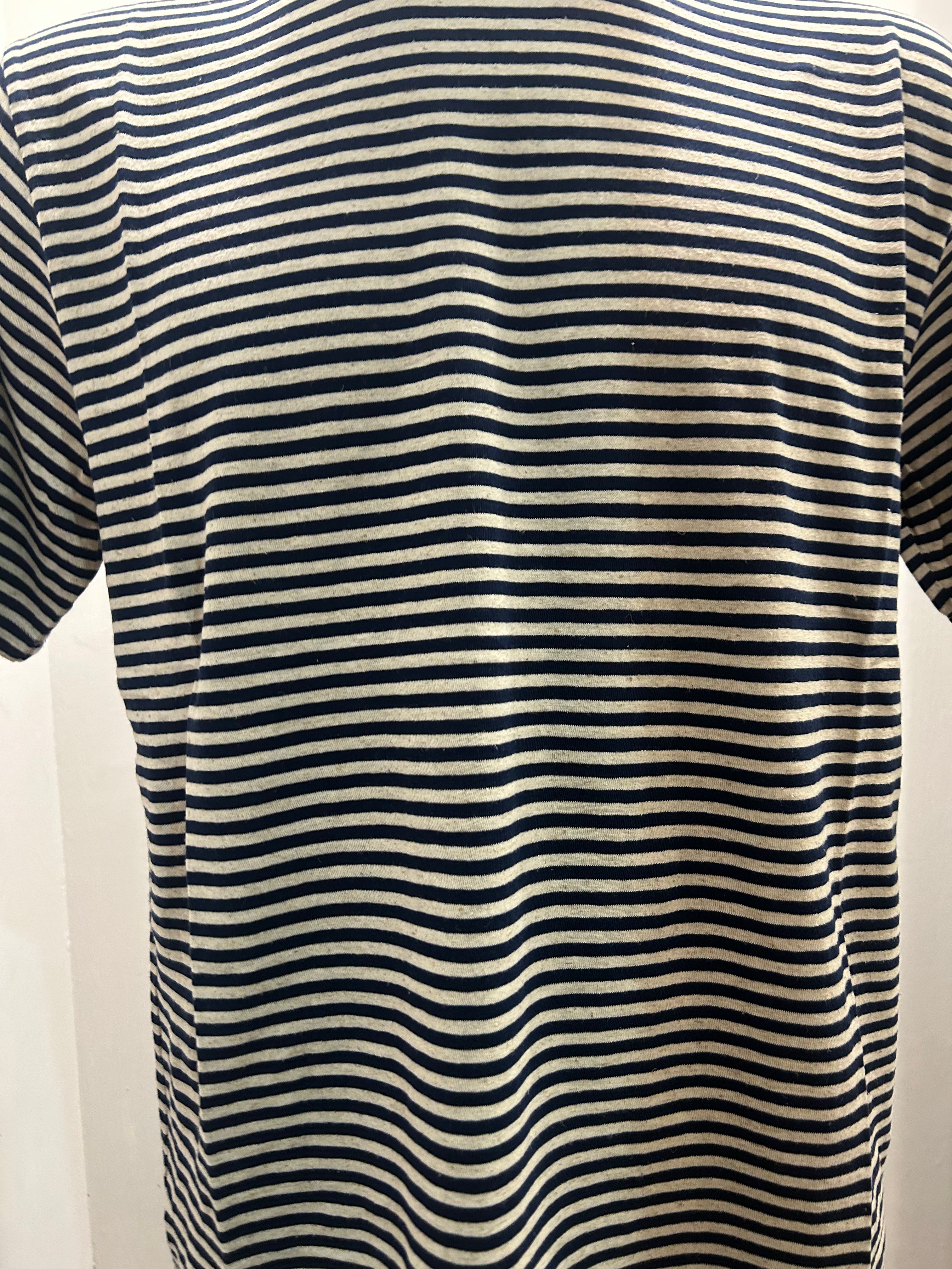 N THE BOX T-SHIRT STRIPE PANNA/BLU 85% COTONE 15% LINO 100% MADE IN ITALY