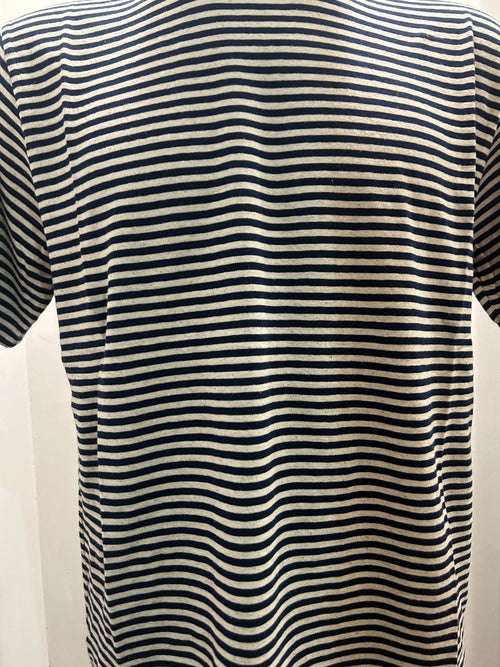 N THE BOX T-SHIRT STRIPE PANNA/BLU 85% COTONE 15% LINO 100% MADE IN ITALY