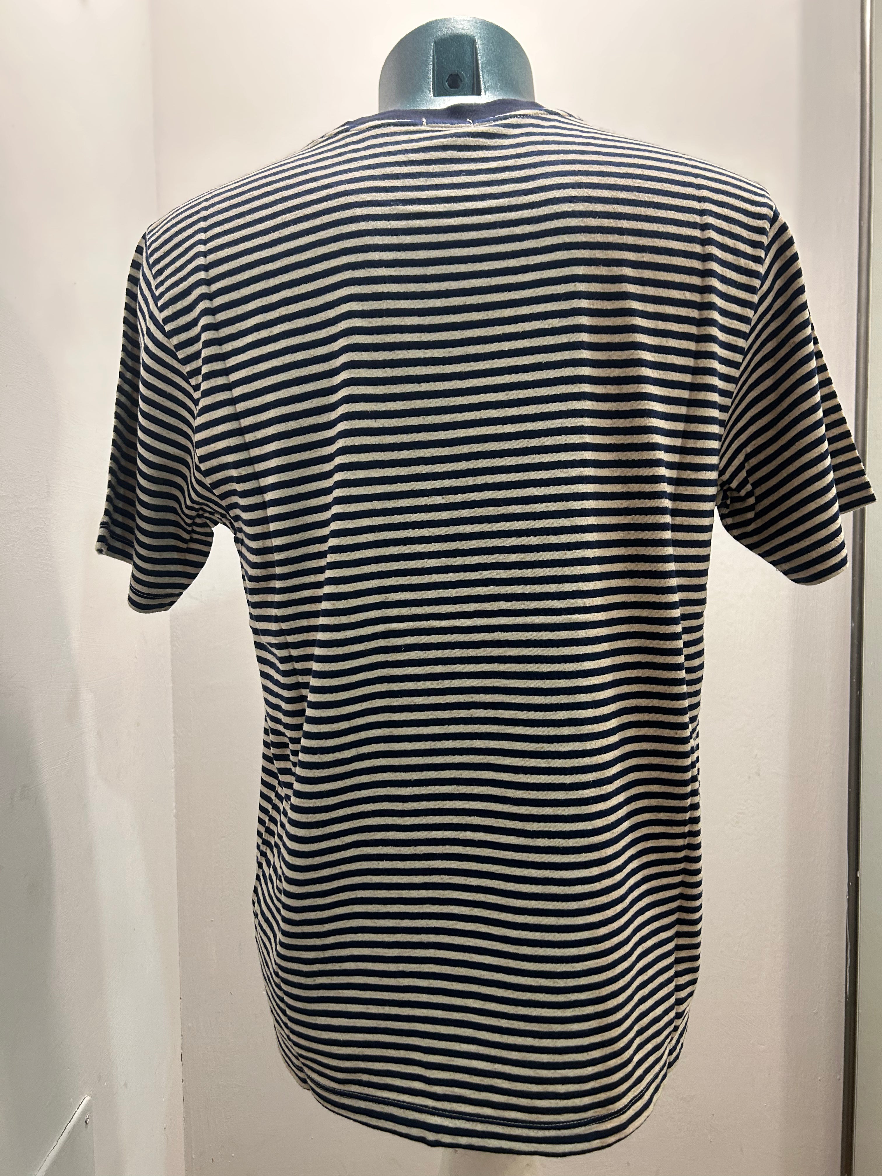 N THE BOX T-SHIRT STRIPE PANNA/BLU 85% COTONE 15% LINO 100% MADE IN ITALY