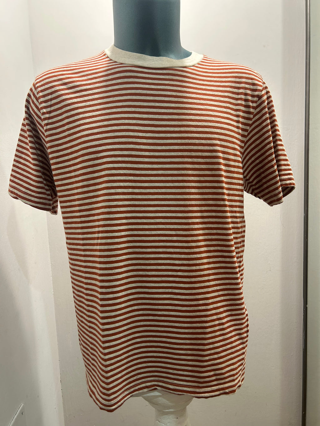 IN THE BOX T-SHIRT STRIPE ARANCIO/BEIGE 85% COTONE 15% LINO 100% MADE IN ITALY
