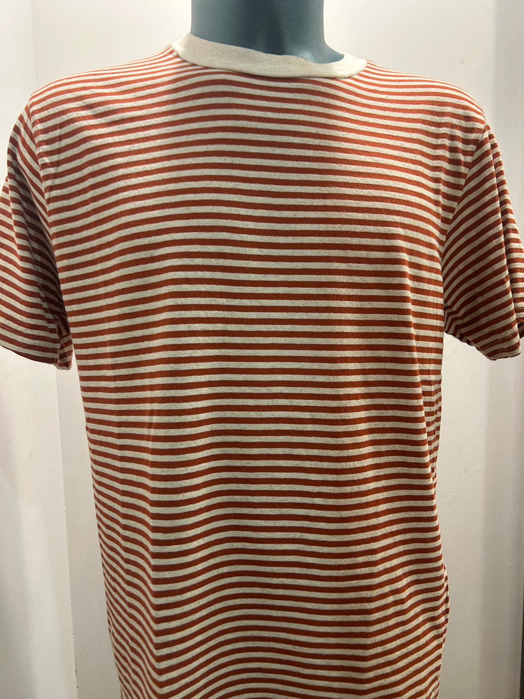 IN THE BOX T-SHIRT STRIPE ARANCIO/BEIGE 85% COTONE 15% LINO 100% MADE IN ITALY