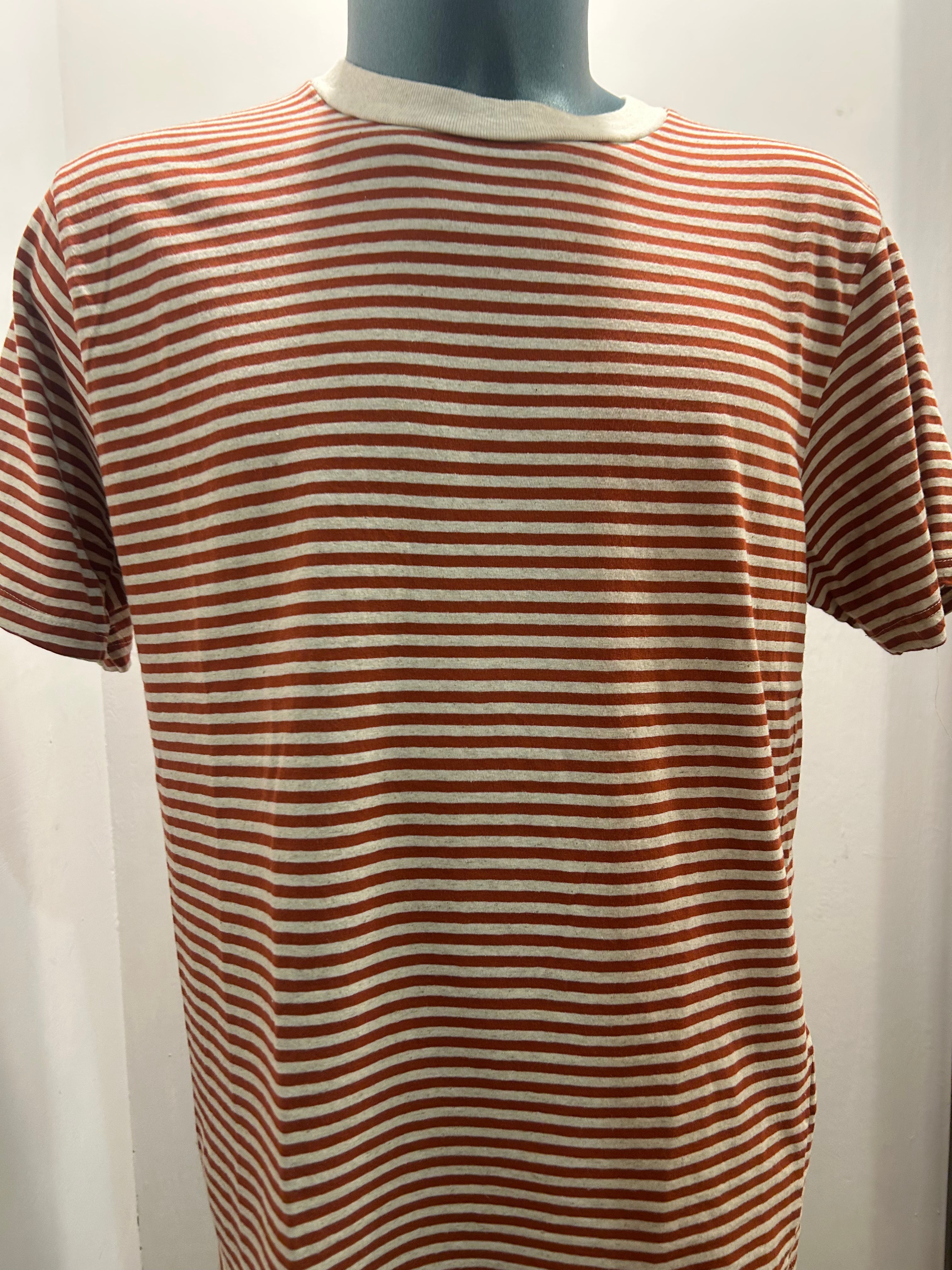 IN THE BOX T-SHIRT STRIPE ARANCIO/BEIGE 85% COTONE 15% LINO 100% MADE IN ITALY