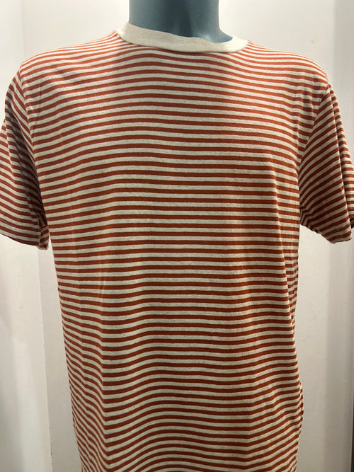 IN THE BOX T-SHIRT STRIPE ARANCIO/BEIGE 85% COTONE 15% LINO 100% MADE IN ITALY