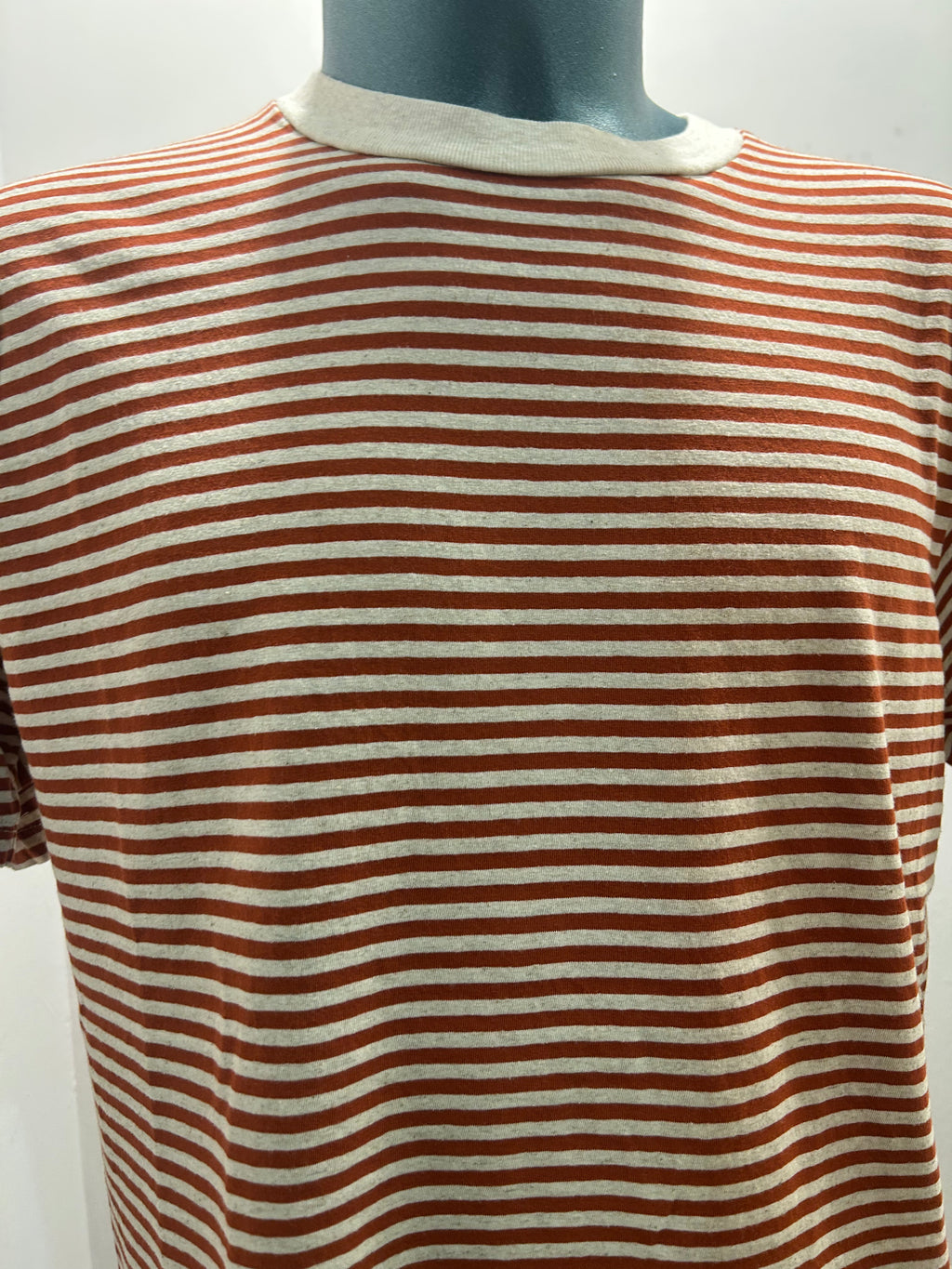 IN THE BOX T-SHIRT STRIPE ARANCIO/BEIGE 85% COTONE 15% LINO 100% MADE IN ITALY