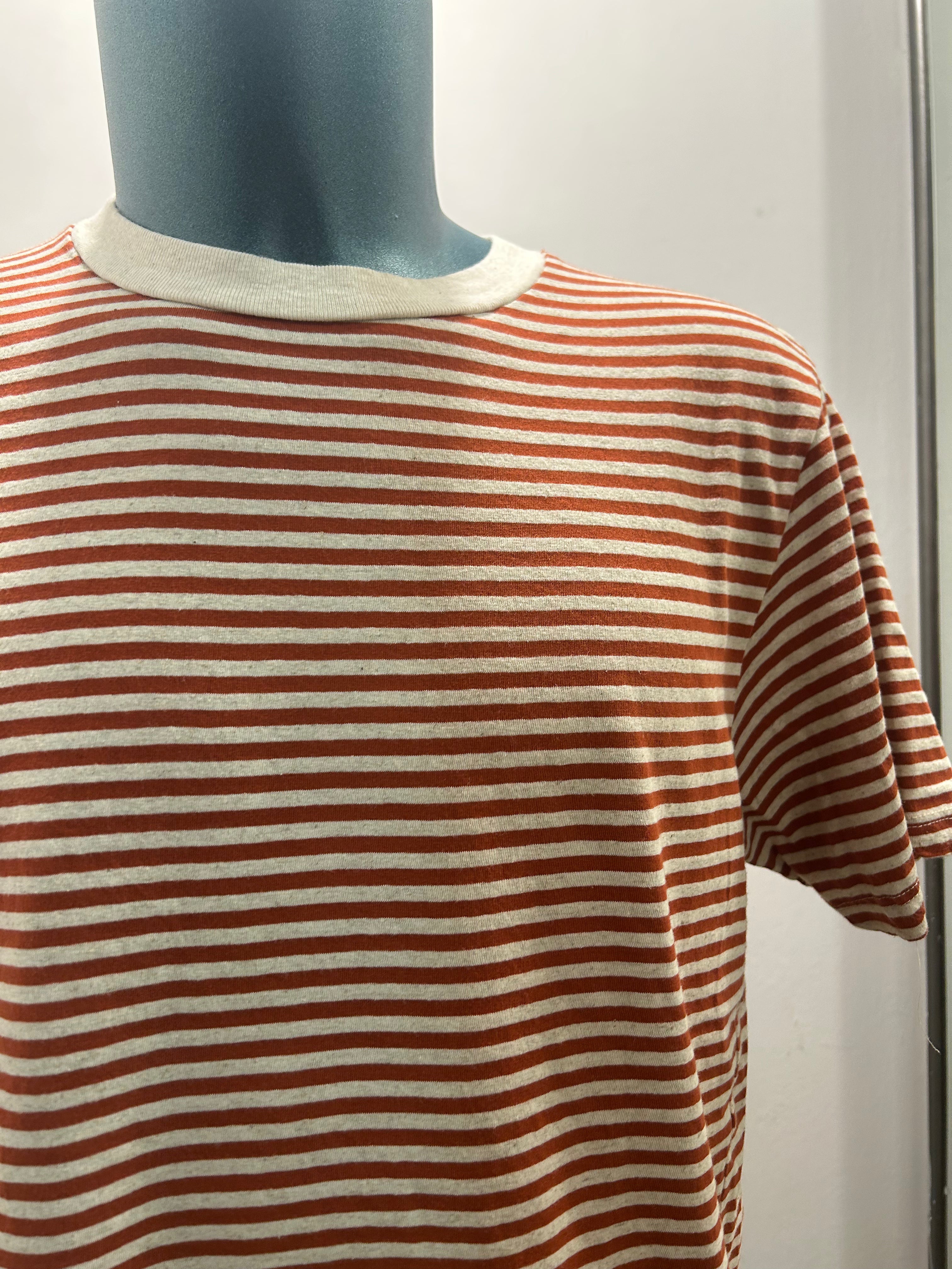 IN THE BOX T-SHIRT STRIPE ARANCIO/BEIGE 85% COTONE 15% LINO 100% MADE IN ITALY