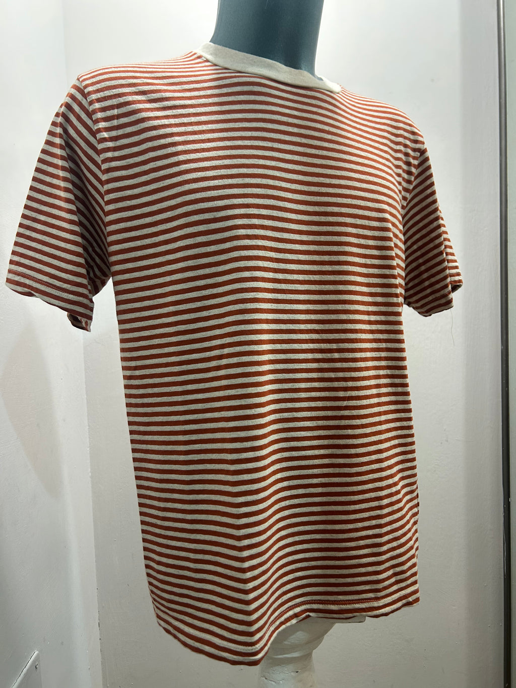 IN THE BOX T-SHIRT STRIPE ARANCIO/BEIGE 85% COTONE 15% LINO 100% MADE IN ITALY