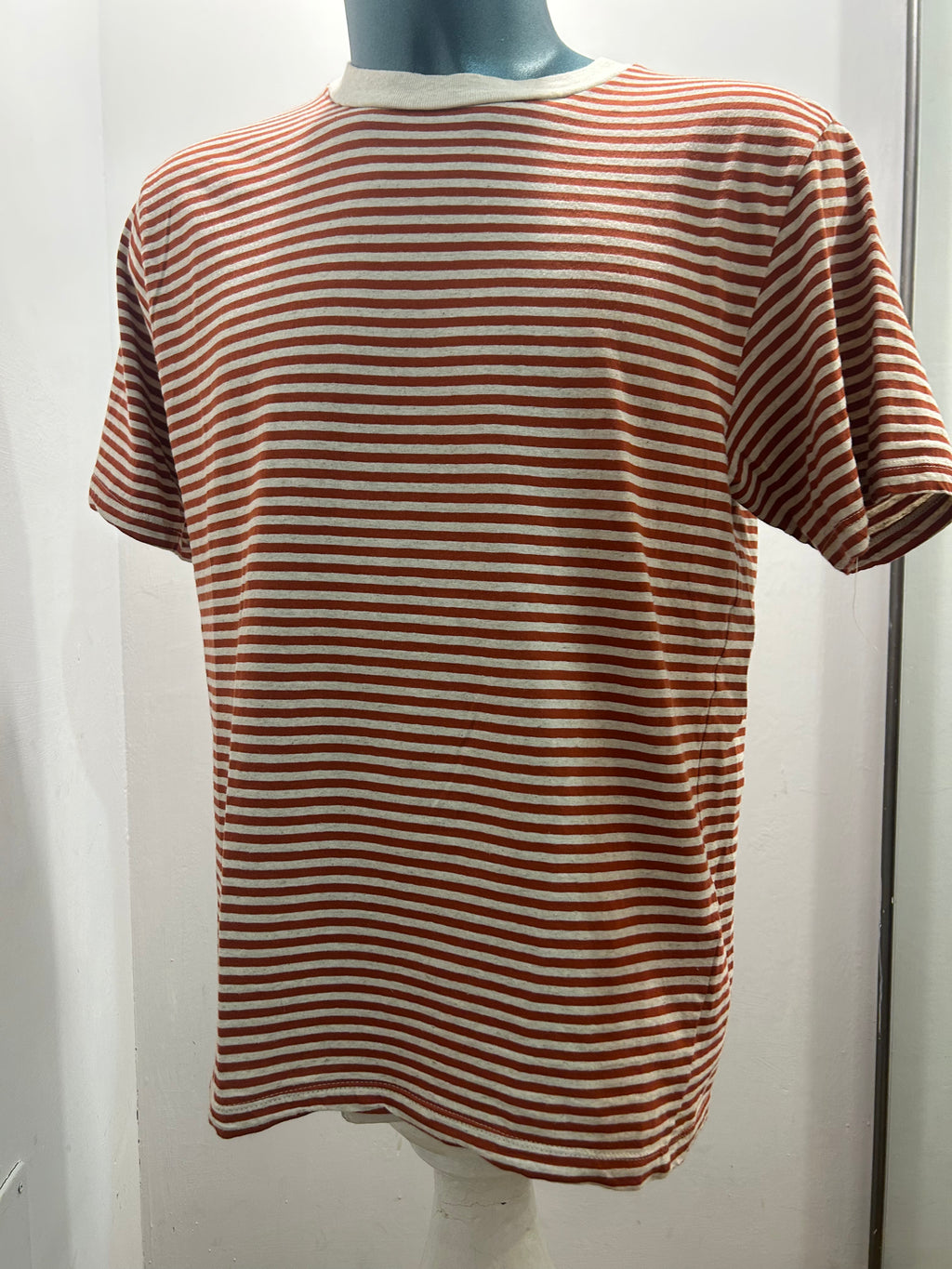 IN THE BOX T-SHIRT STRIPE ARANCIO/BEIGE 85% COTONE 15% LINO 100% MADE IN ITALY