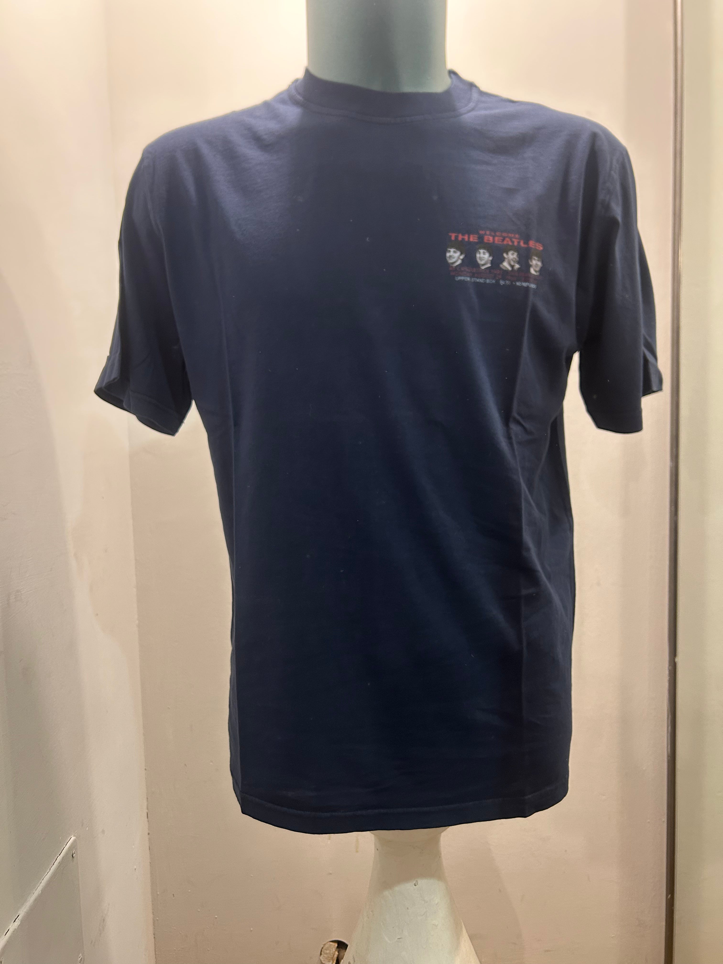 IN THE BOX T-SHIRT BEATLES WELCOME BLUE NAVY 100% MADE IN ITALY 100% COTONE