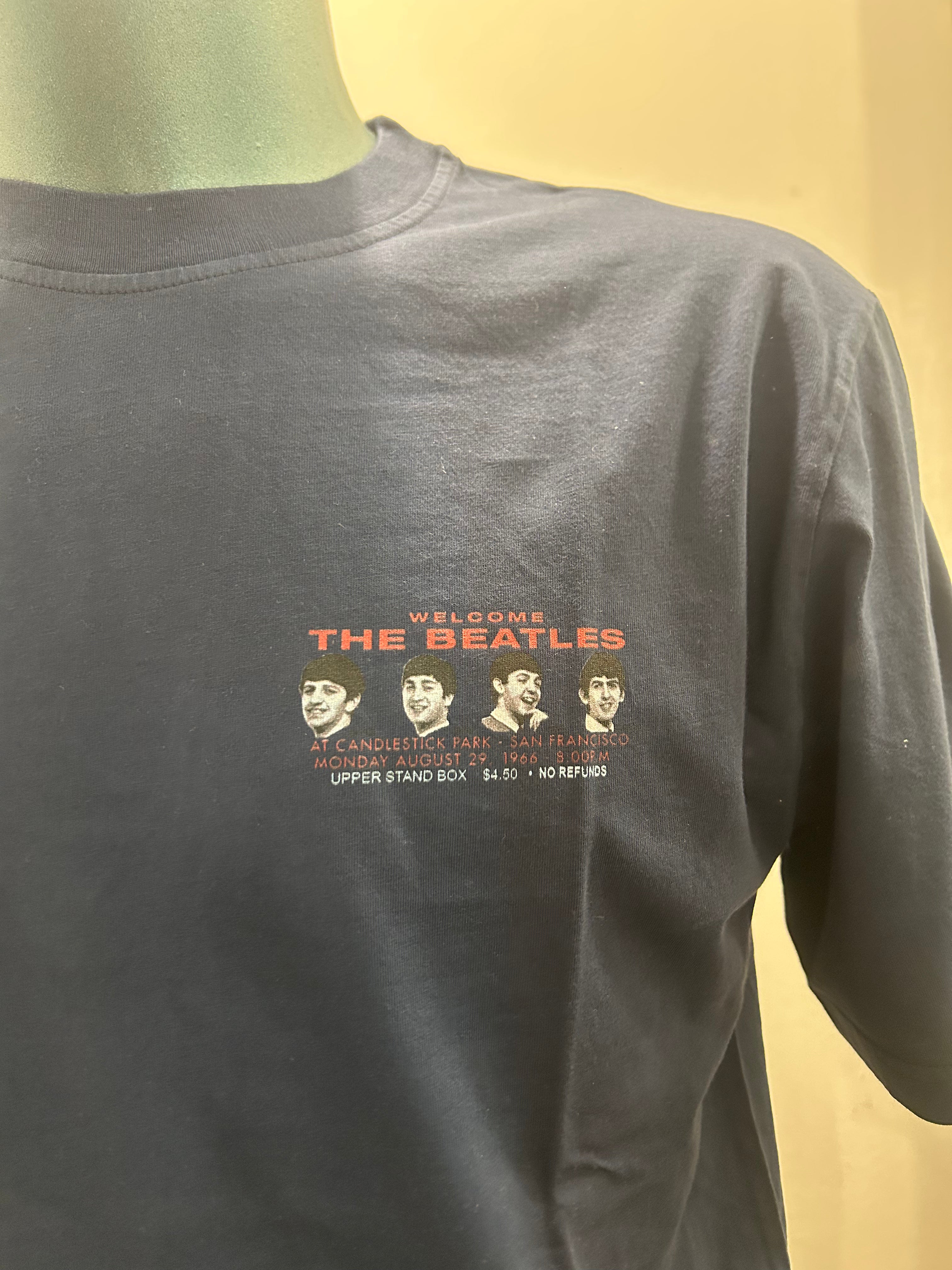 IN THE BOX T-SHIRT BEATLES WELCOME BLUE NAVY 100% MADE IN ITALY 100% COTONE