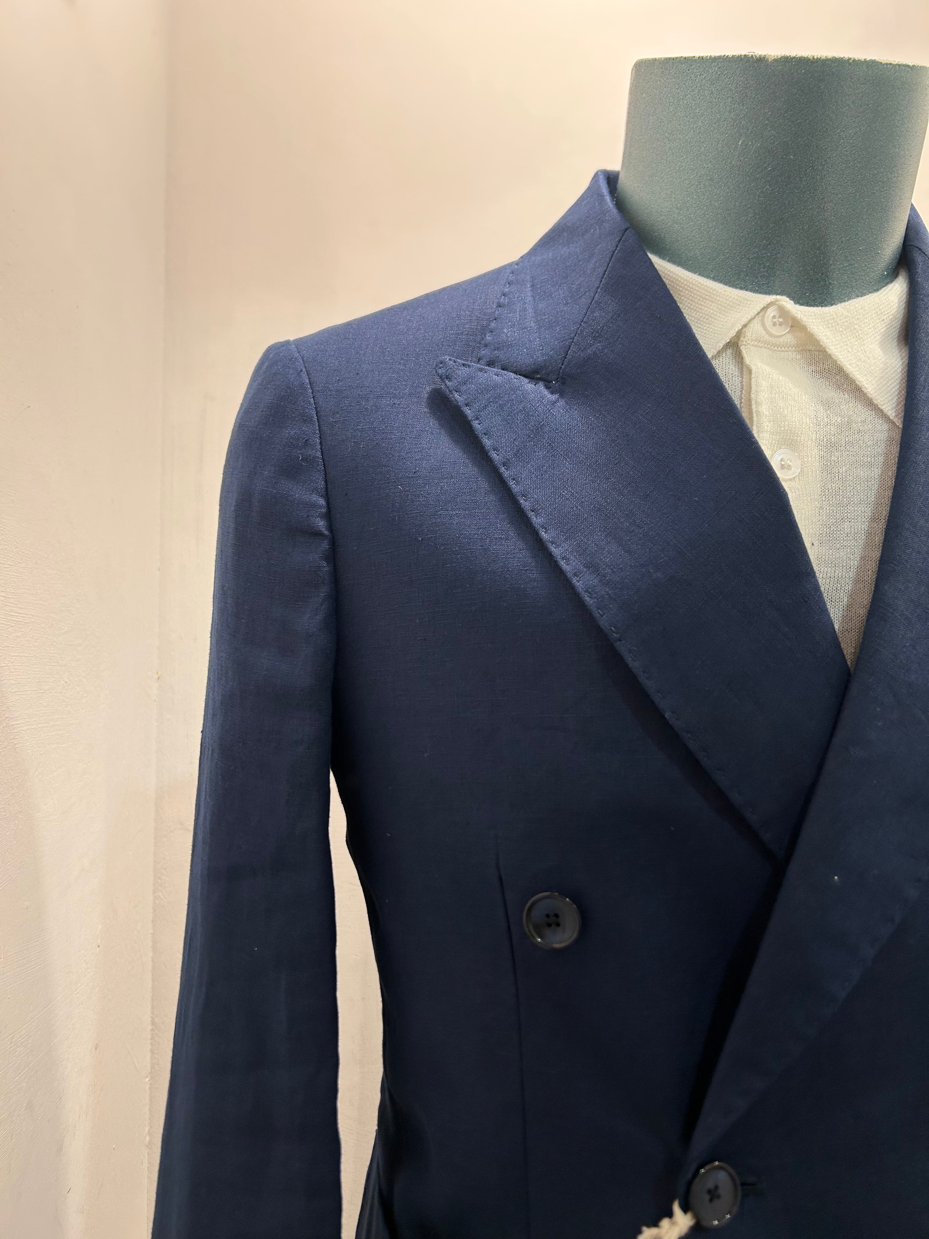 AG TREND GIACCA DOPPIOPETTO NAVY 100% LINO 100% MADE IN ITALY G740 P616 43