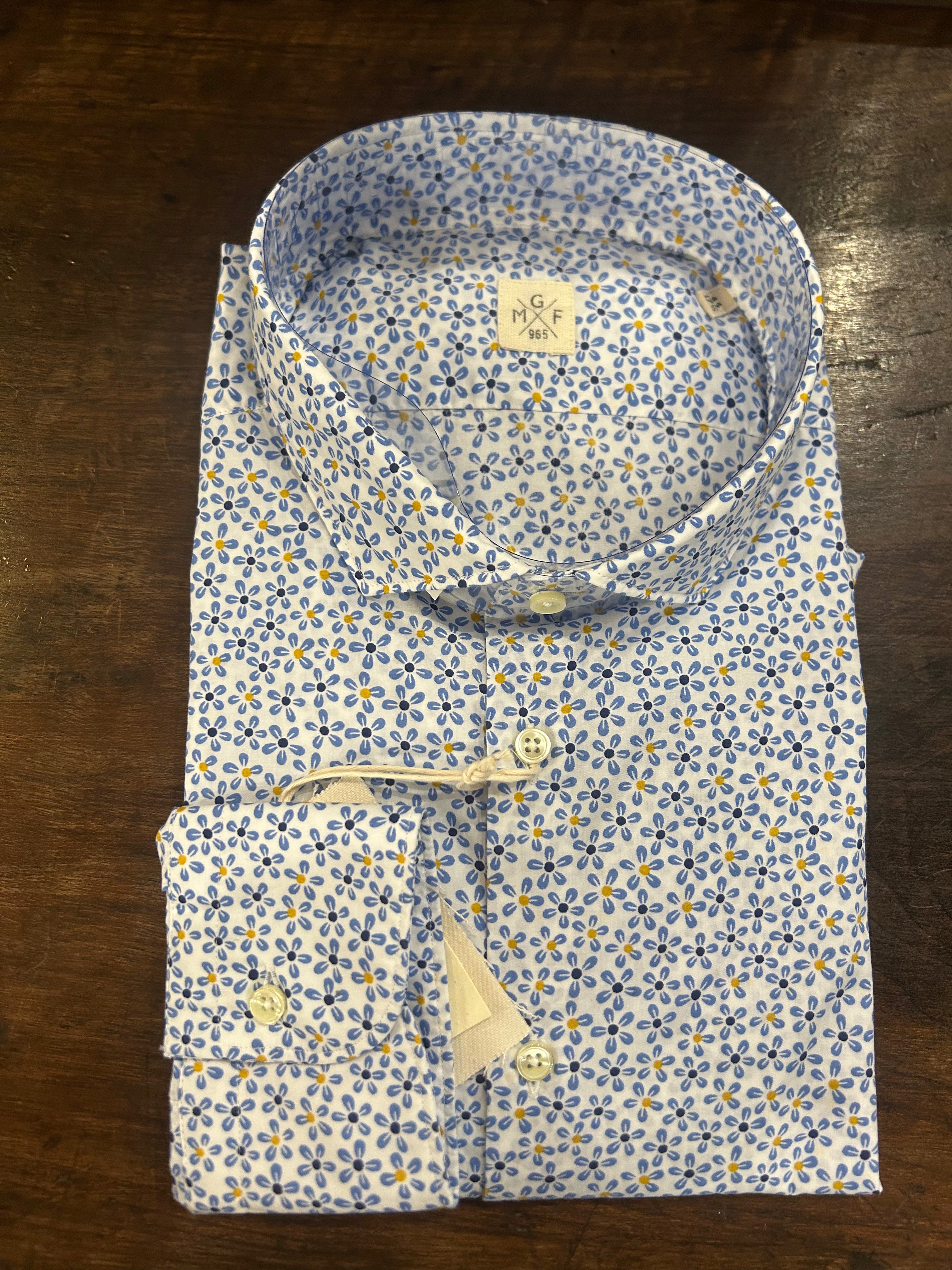 GMF CAMICIA FIT REGOLARE CON GRAFICA FLOREALE 100% COTONE COLLO FRANCESE 961276/01 MADE IN ITALY