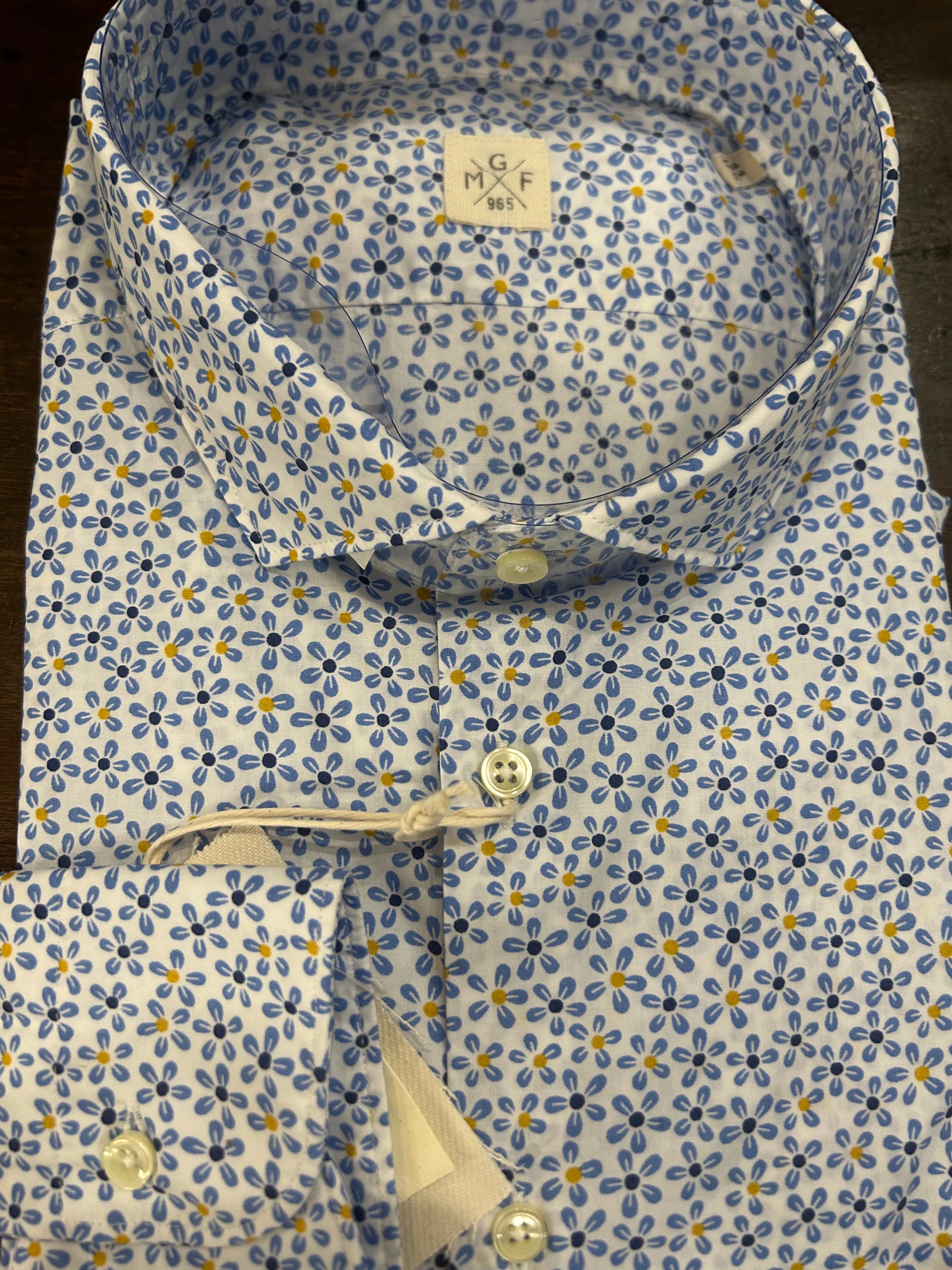 GMF CAMICIA FIT REGOLARE CON GRAFICA FLOREALE 100% COTONE COLLO FRANCESE 961276/01 MADE IN ITALY