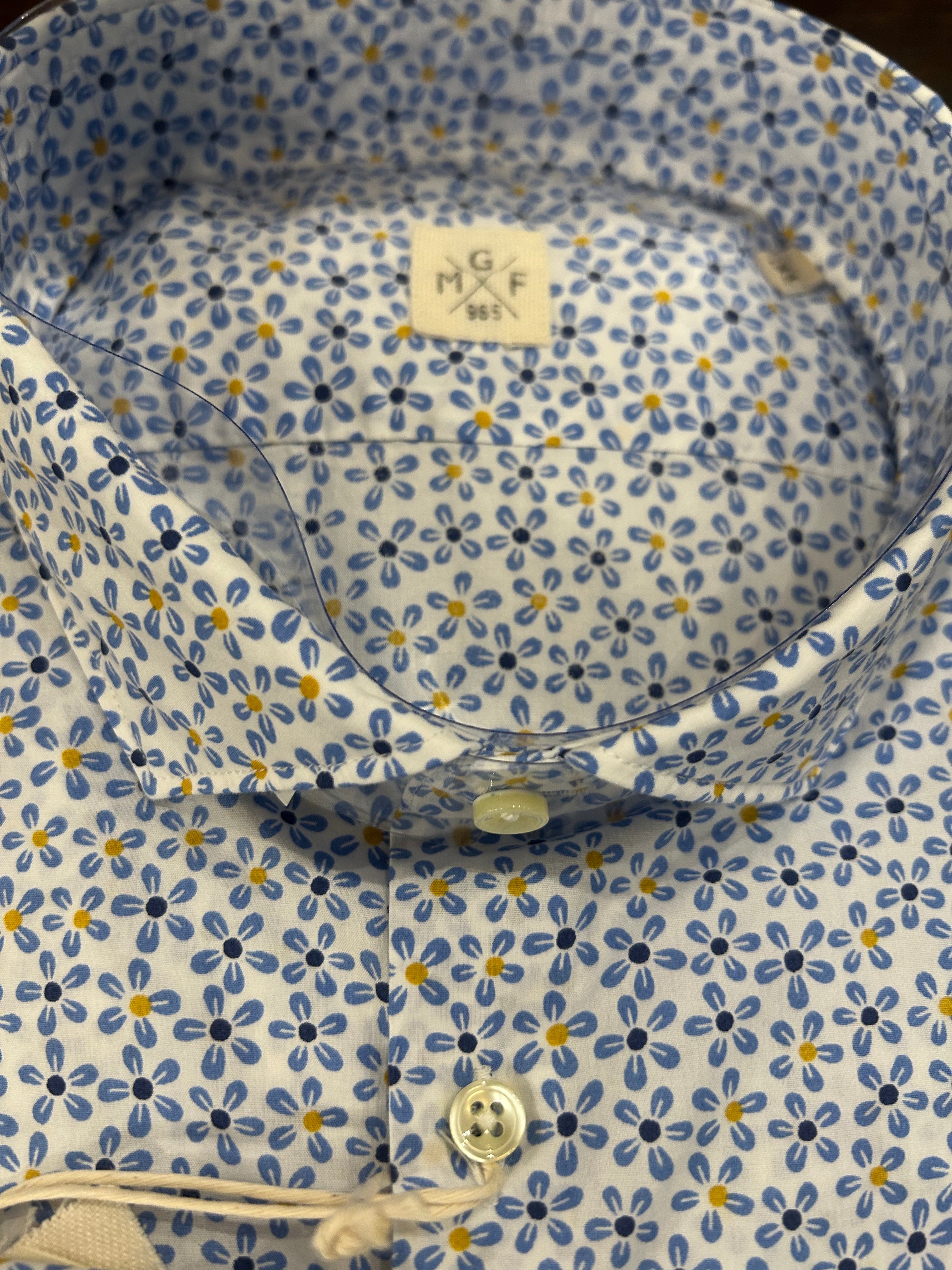 GMF CAMICIA FIT REGOLARE CON GRAFICA FLOREALE 100% COTONE COLLO FRANCESE 961276/01 MADE IN ITALY