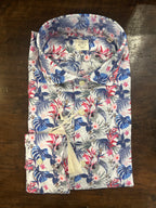 GMF CAMICIA CON COLLO FRANCESE CON GRAFICA FLOREALE 100% COTONE MADE IN ITALY