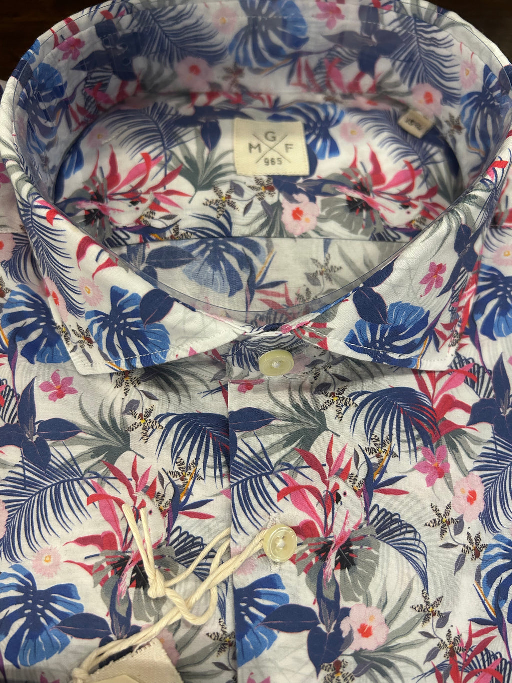 GMF CAMICIA CON COLLO FRANCESE CON GRAFICA FLOREALE 100% COTONE MADE IN ITALY