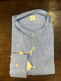 GMF CAMICIA CON COLLO ALLA COREANA COLORE CELESTE 100% LINO MADE IN ITALY