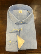 GMF CAMICIA FIT REGOLARE CON COLLO FRANCESE COLORE CELESTE 100% LINO MADE IN ITALY 961301/02