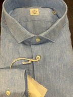 GMF CAMICIA FIT REGOLARE CON COLLO FRANCESE COLORE CELESTE 100% LINO MADE IN ITALY 961301/02