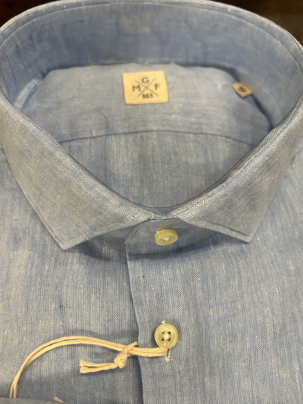 GMF CAMICIA FIT REGOLARE CON COLLO FRANCESE COLORE CELESTE 100% LINO MADE IN ITALY 961301/02