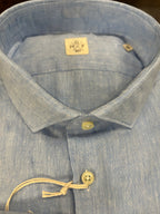 GMF CAMICIA FIT REGOLARE CON COLLO FRANCESE COLORE CELESTE 100% LINO MADE IN ITALY 961301/02