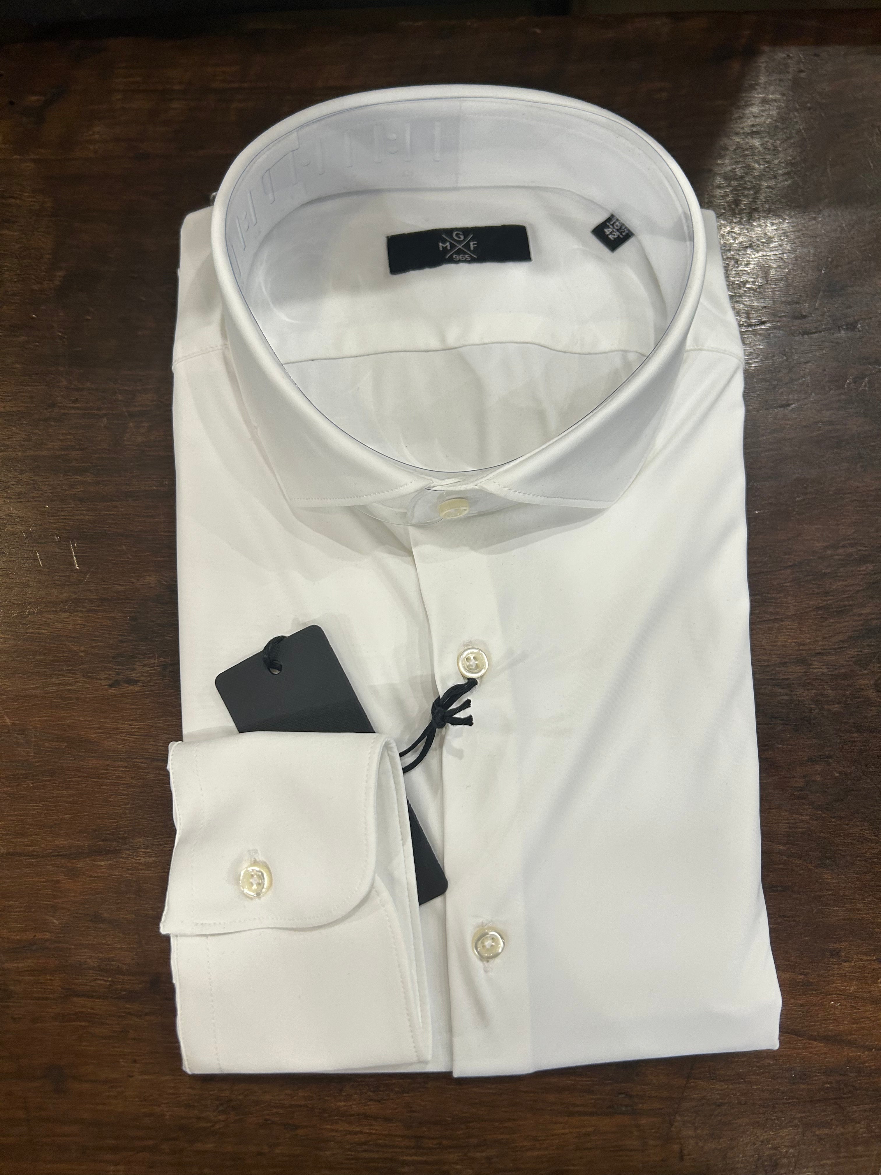 GMF CAMICIA FIT REGOLARE NO STIRO STRETCH CON COLLO FRANCESE COLORE BIANCO NYLON E SPANDEX 961930/01