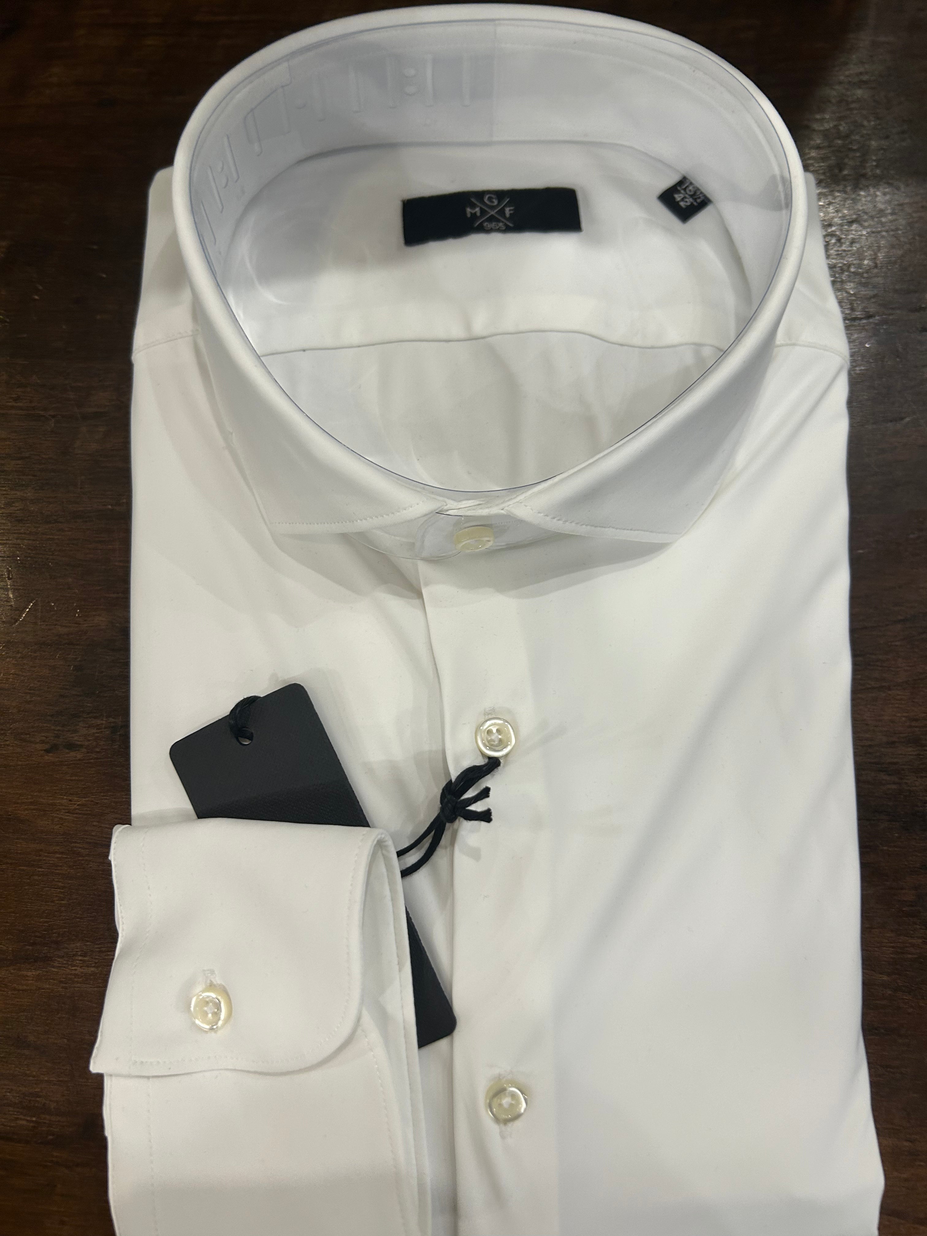 GMF CAMICIA FIT REGOLARE NO STIRO STRETCH CON COLLO FRANCESE COLORE BIANCO NYLON E SPANDEX 961930/01