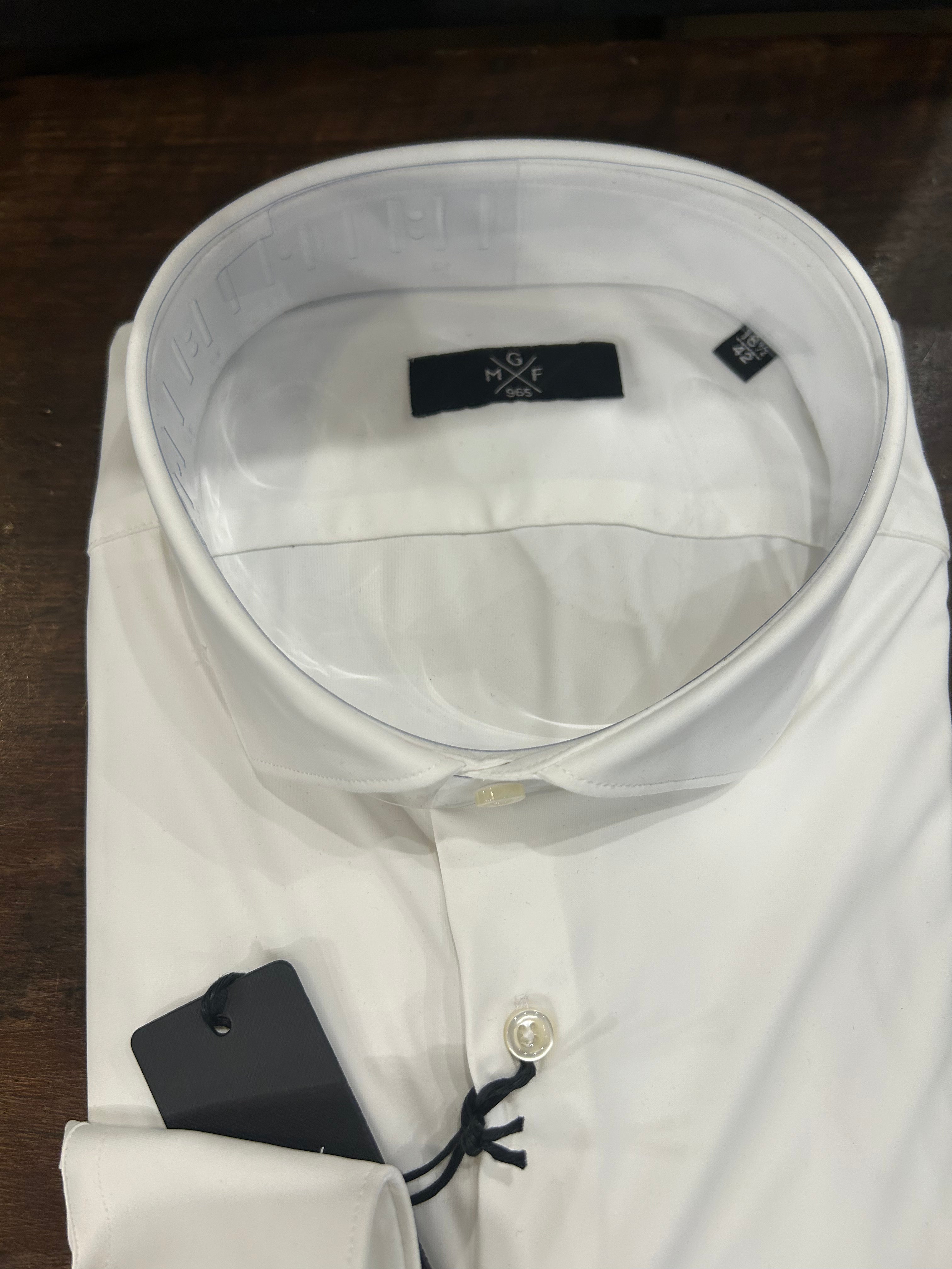GMF CAMICIA FIT REGOLARE NO STIRO STRETCH CON COLLO FRANCESE COLORE BIANCO NYLON E SPANDEX 961930/01