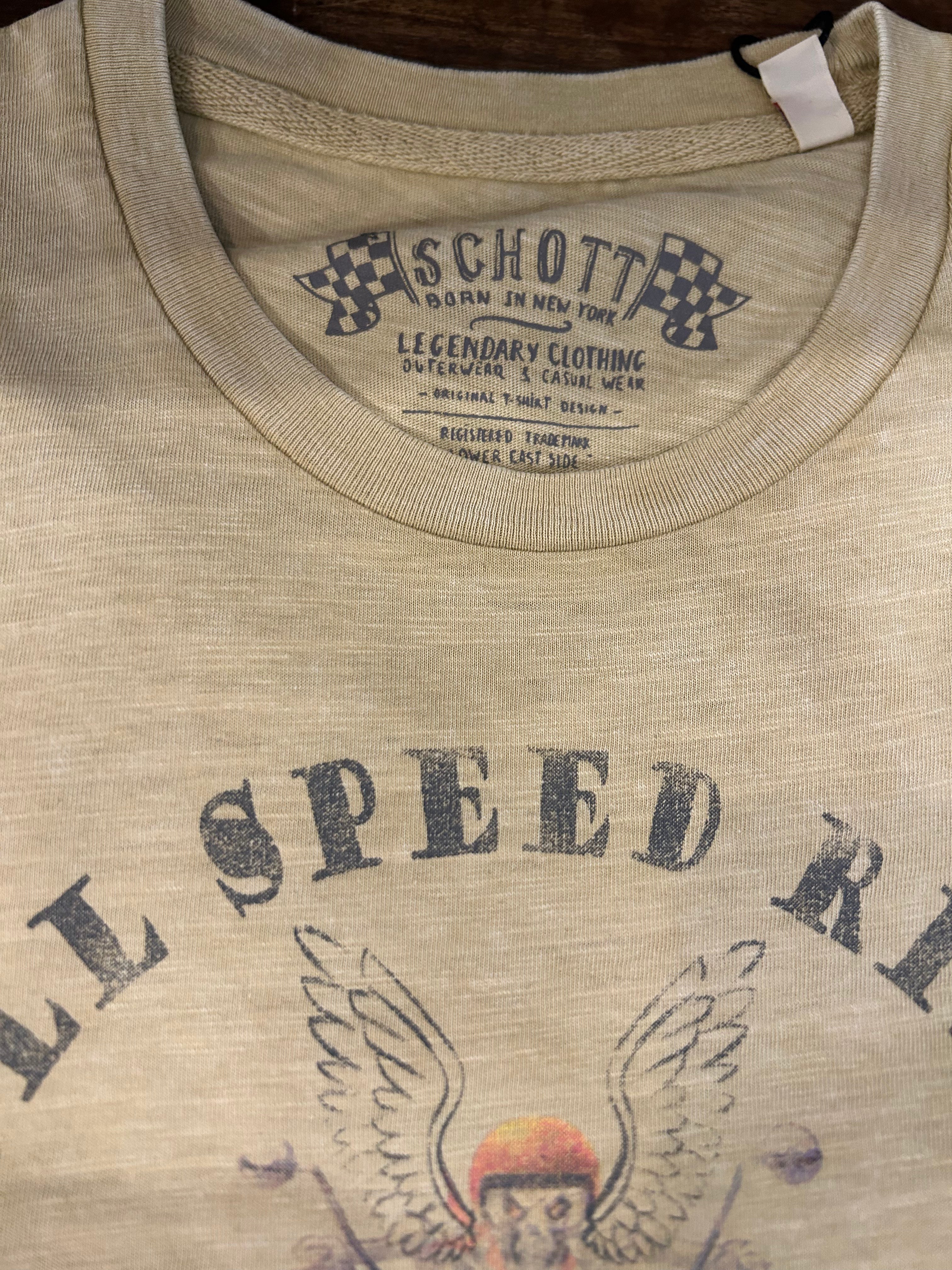 SCHOTT T-SHIRT VESTIBILITA’ REGOLARE 100% COTONE BEIGE