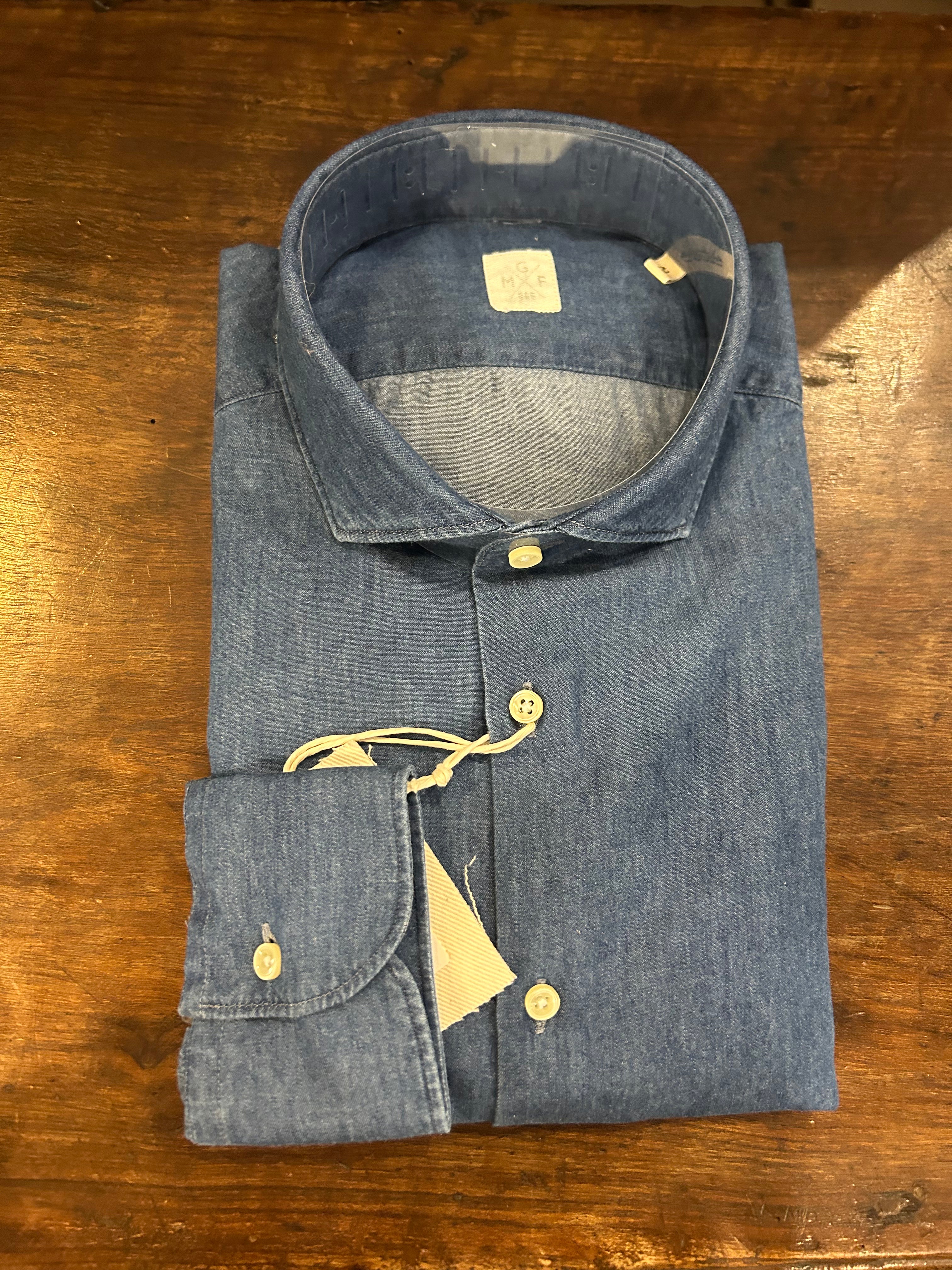 GMF CAMICIA FIT REGOLARE IN CHAMBRAY CON COLLO FRANCESE MADE IN ITALY