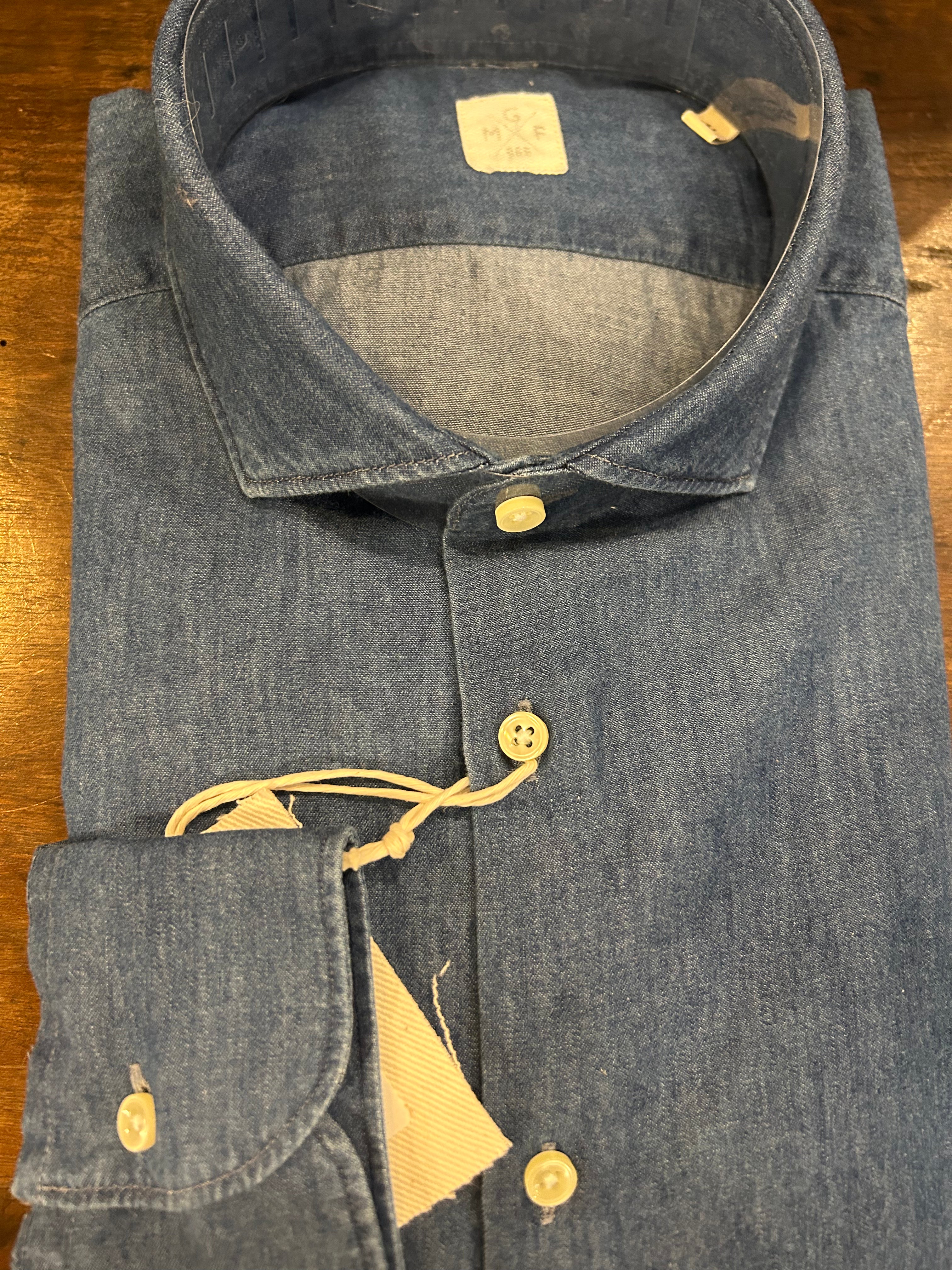 GMF CAMICIA FIT REGOLARE IN CHAMBRAY CON COLLO FRANCESE MADE IN ITALY