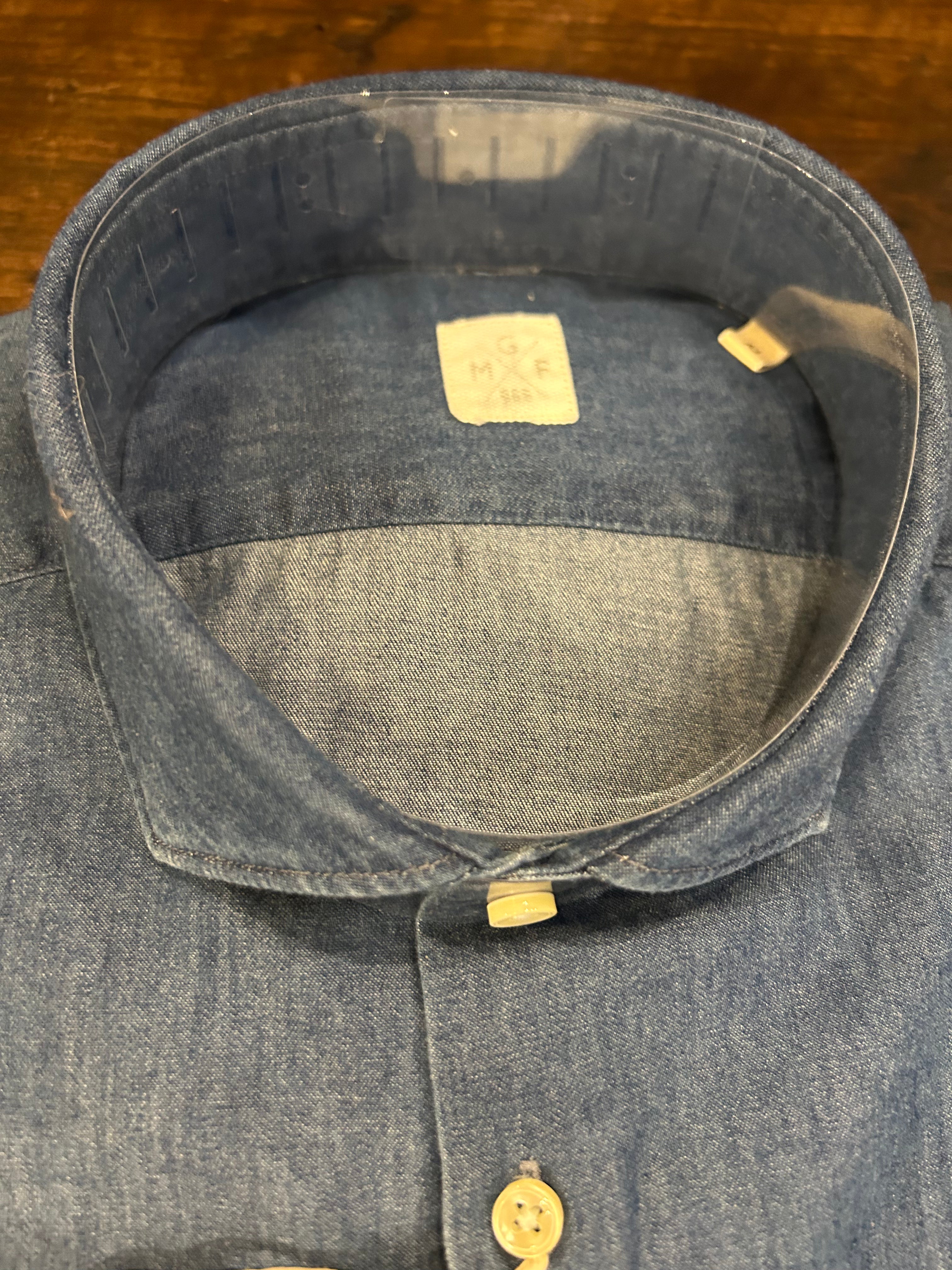 GMF CAMICIA FIT REGOLARE IN CHAMBRAY CON COLLO FRANCESE MADE IN ITALY