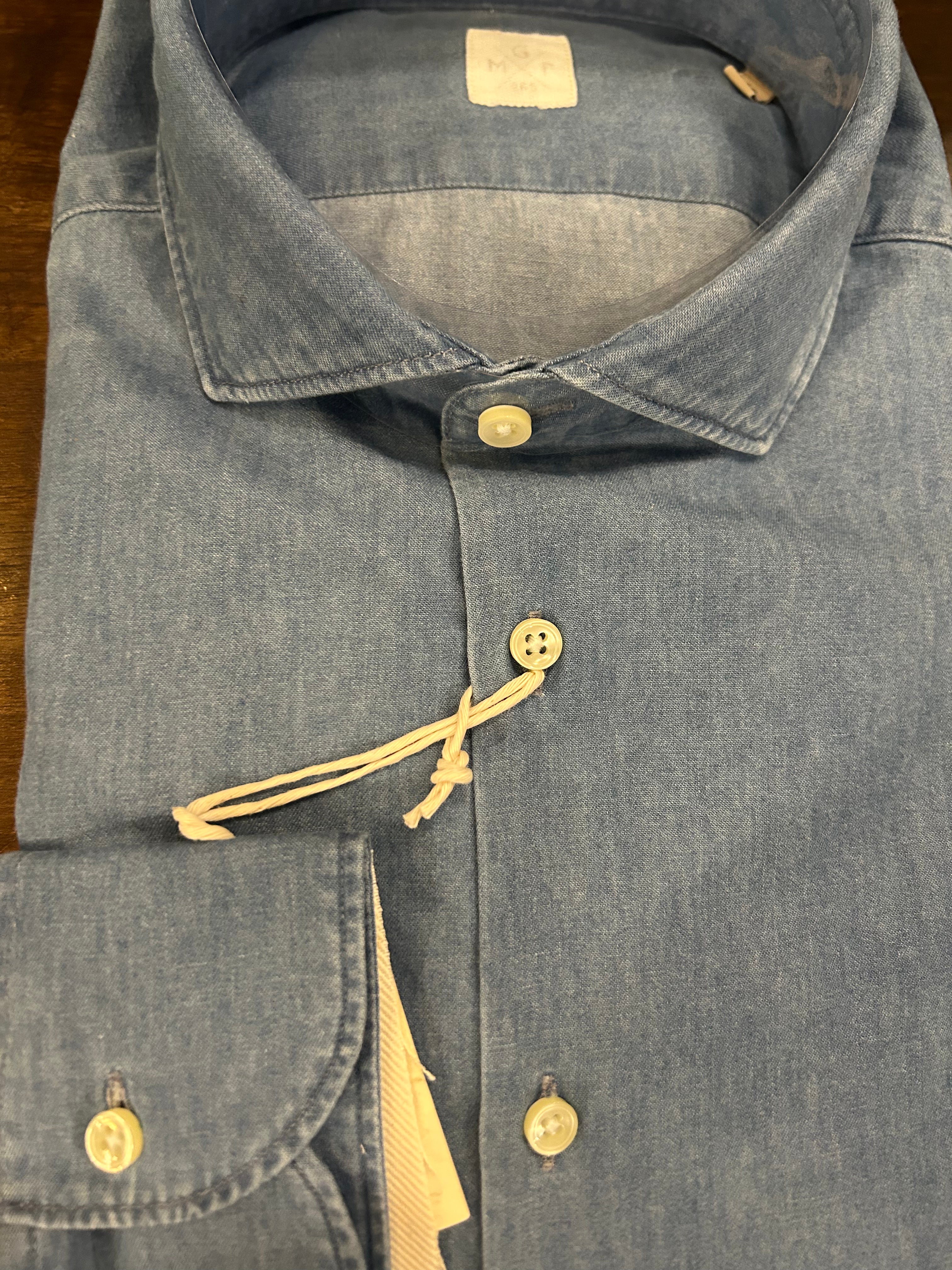 GMF CAMICIA FIT REGOLARE IN CHAMBRAY CON COLLO FRANCESE MADE IN ITALY