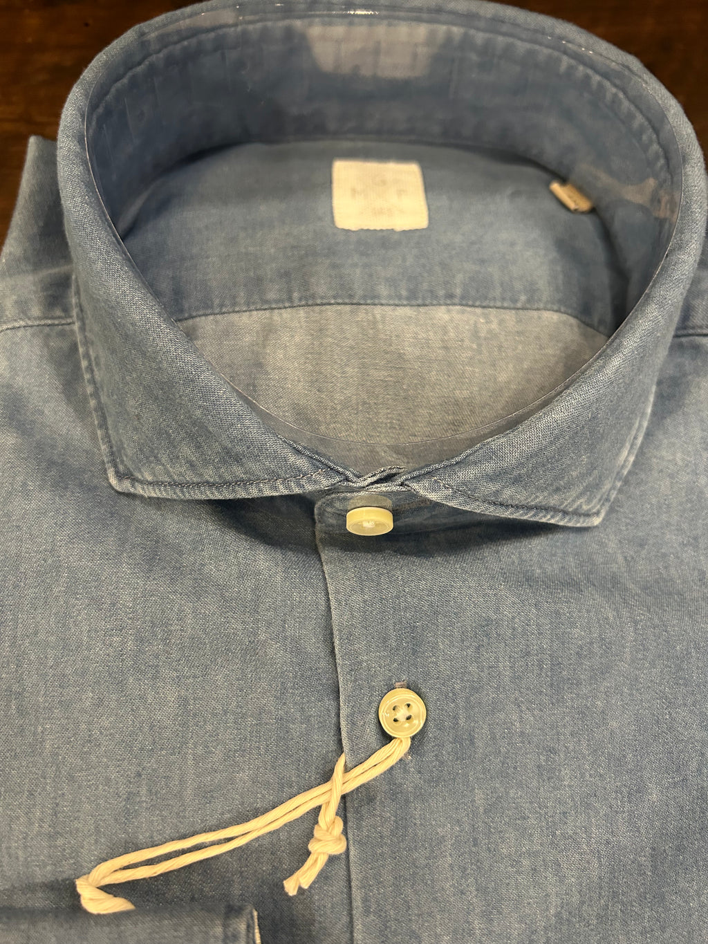 GMF CAMICIA FIT REGOLARE IN CHAMBRAY CON COLLO FRANCESE MADE IN ITALY